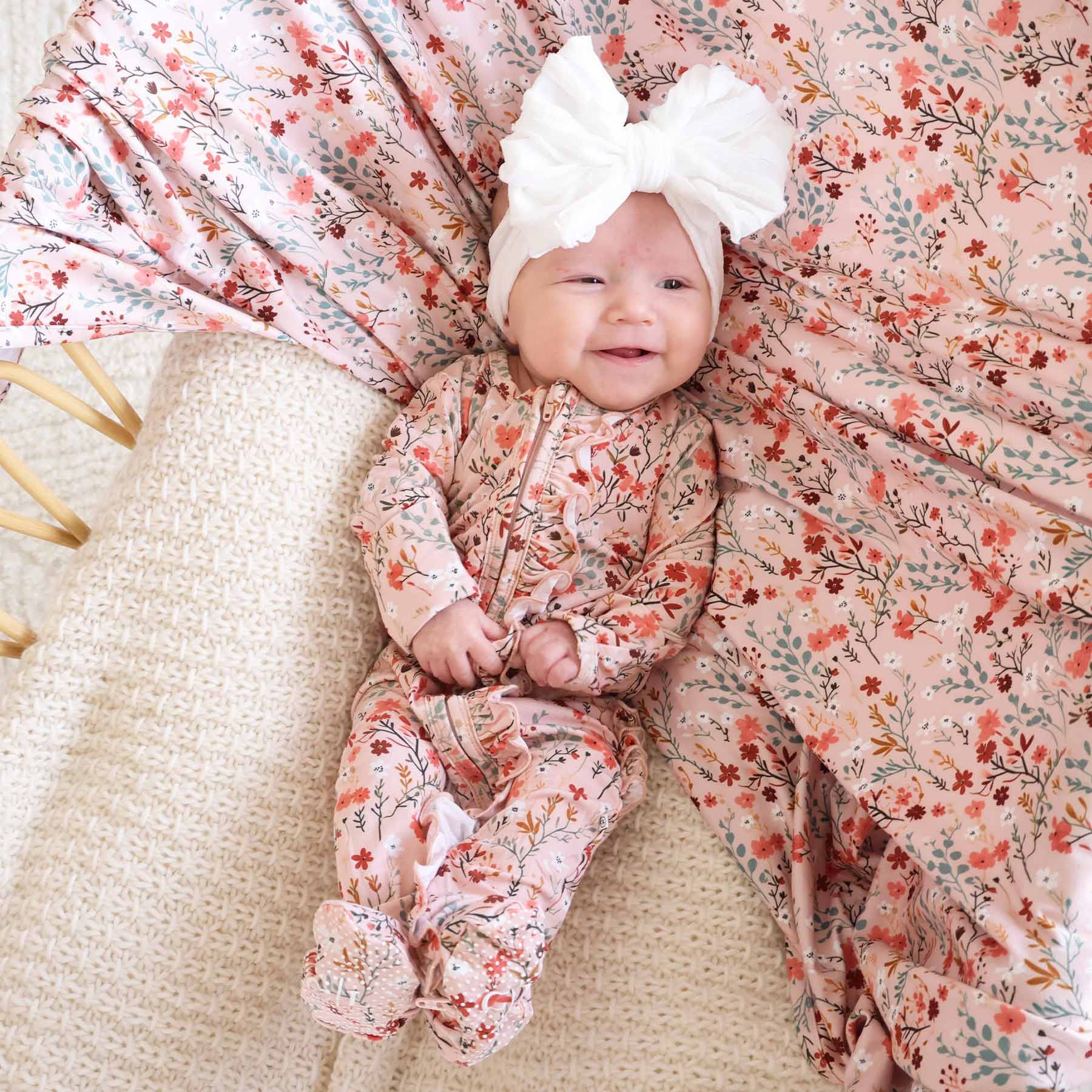 Autumn Blooms Ruffle Zipper Footie - Image 4