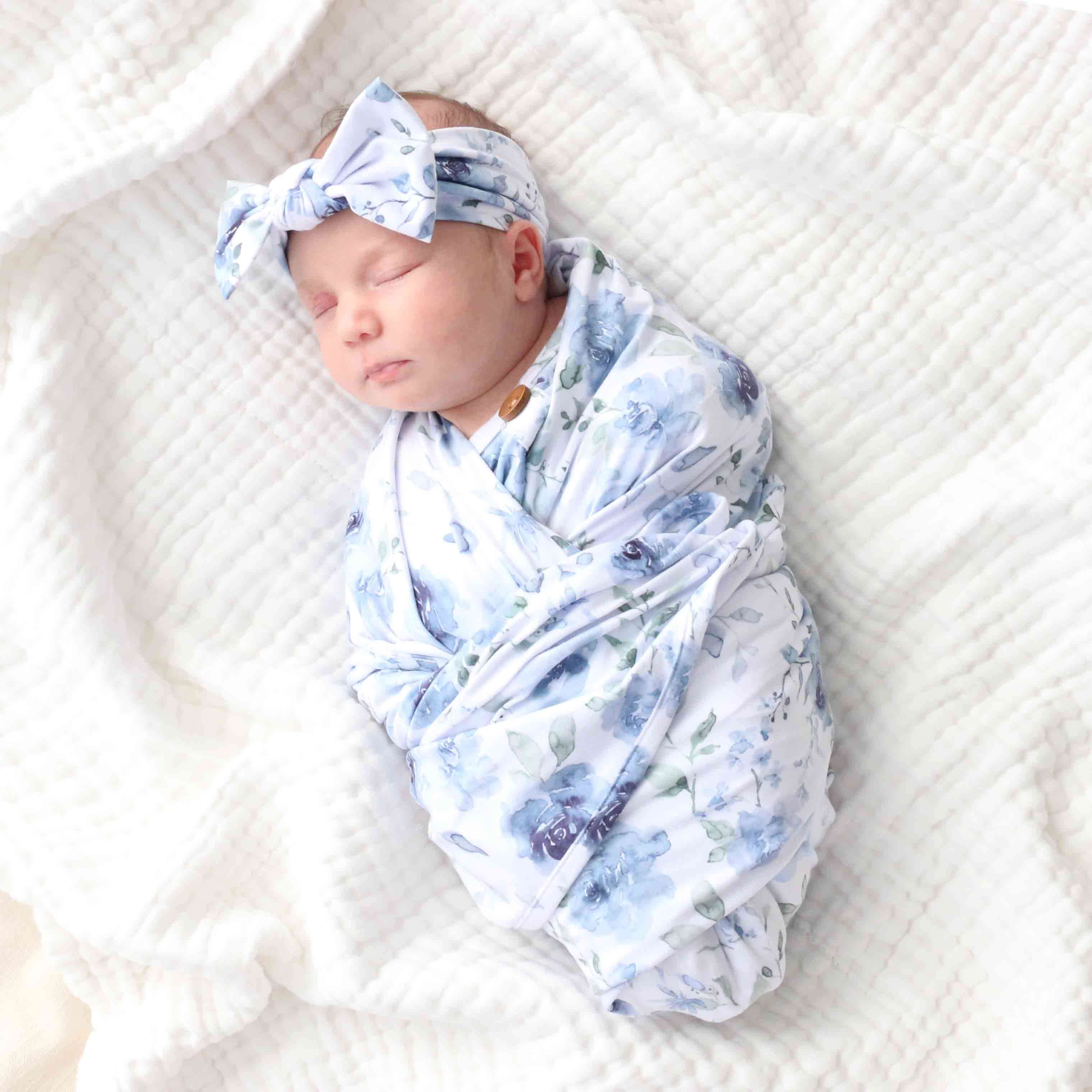Bailey's Blue Floral Oversized Swaddle Blanket - Image 3