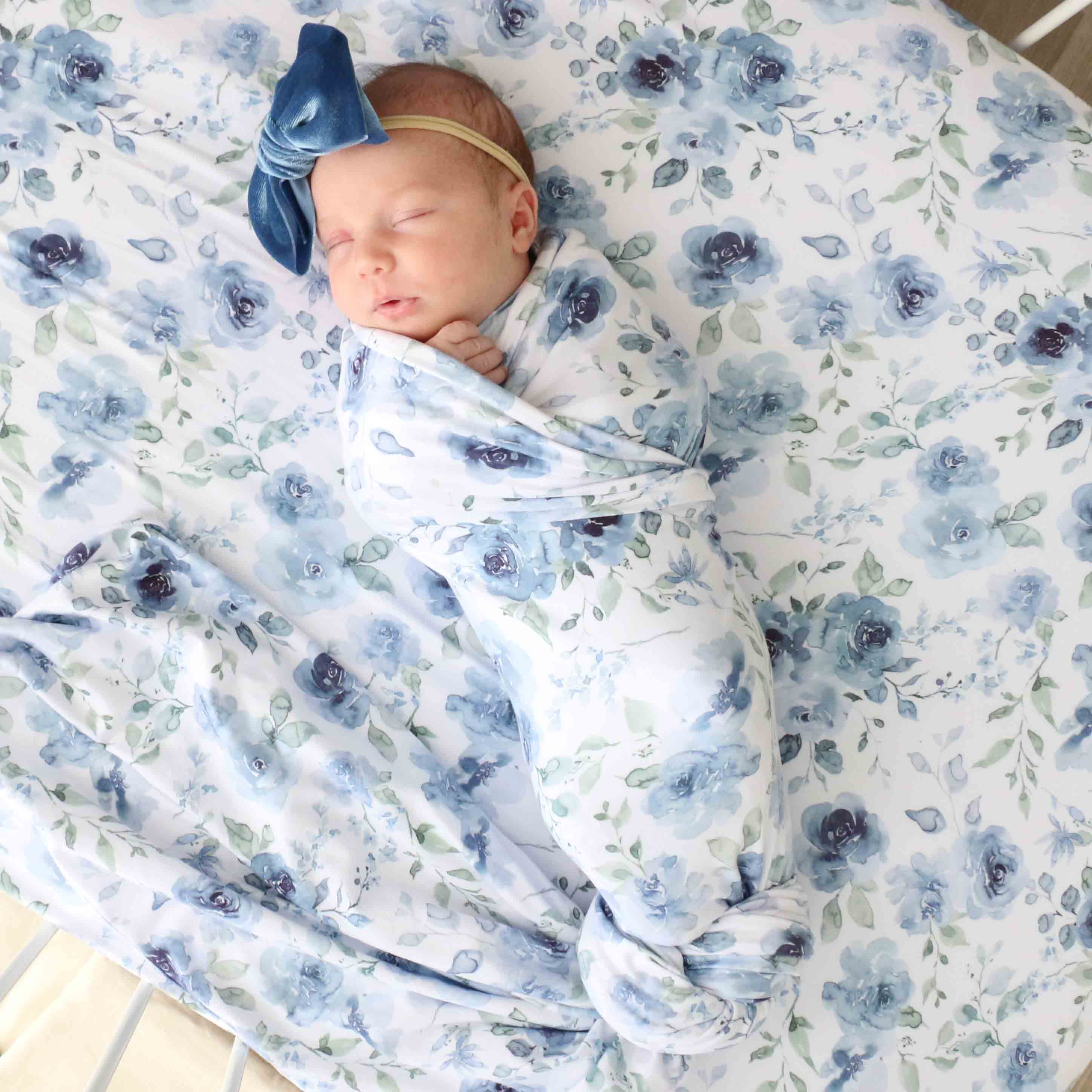 Bailey's Blue Floral Oversized Swaddle Blanket - Image 4