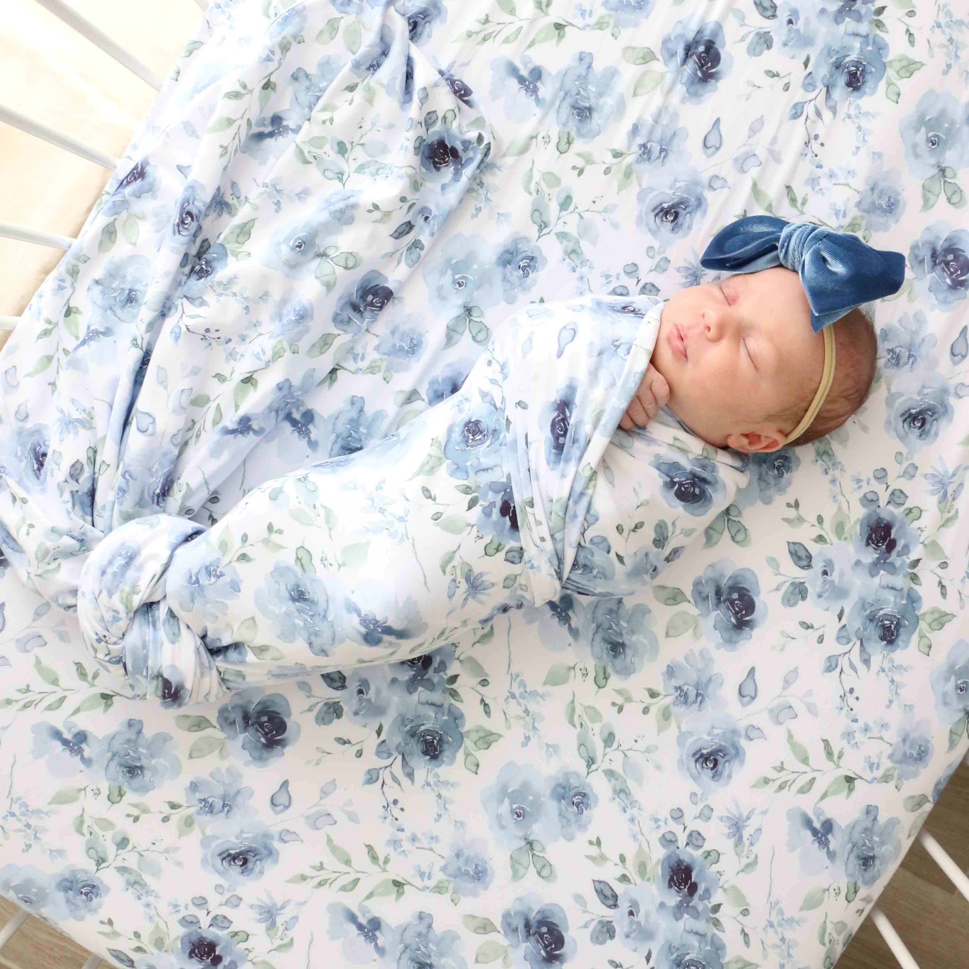 Bailey's Blue Floral Oversized Swaddle Blanket - Image 6