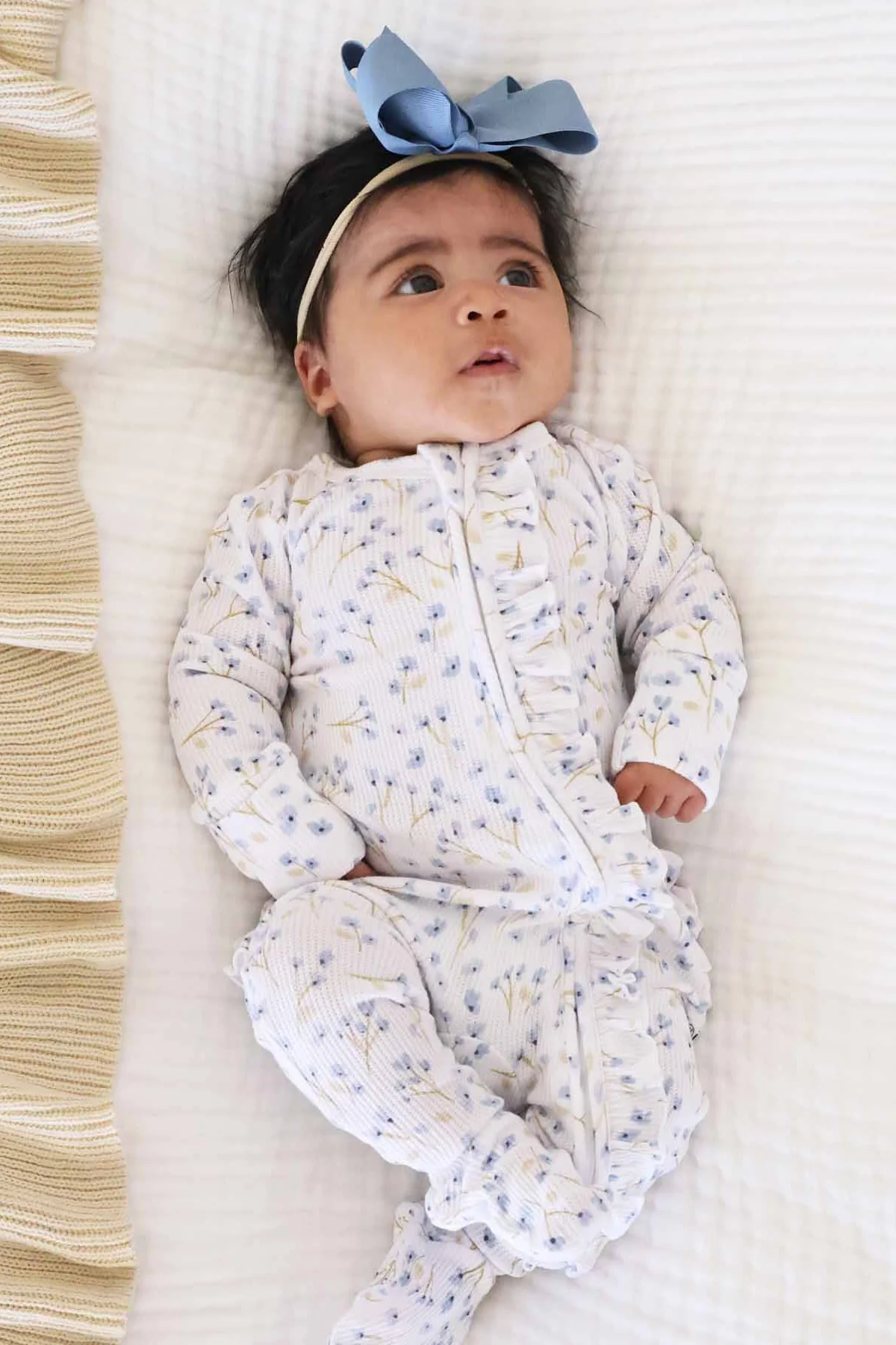 Blake's Blooms Bamboo Waffle Ruffle Zipper Footie - Image 7