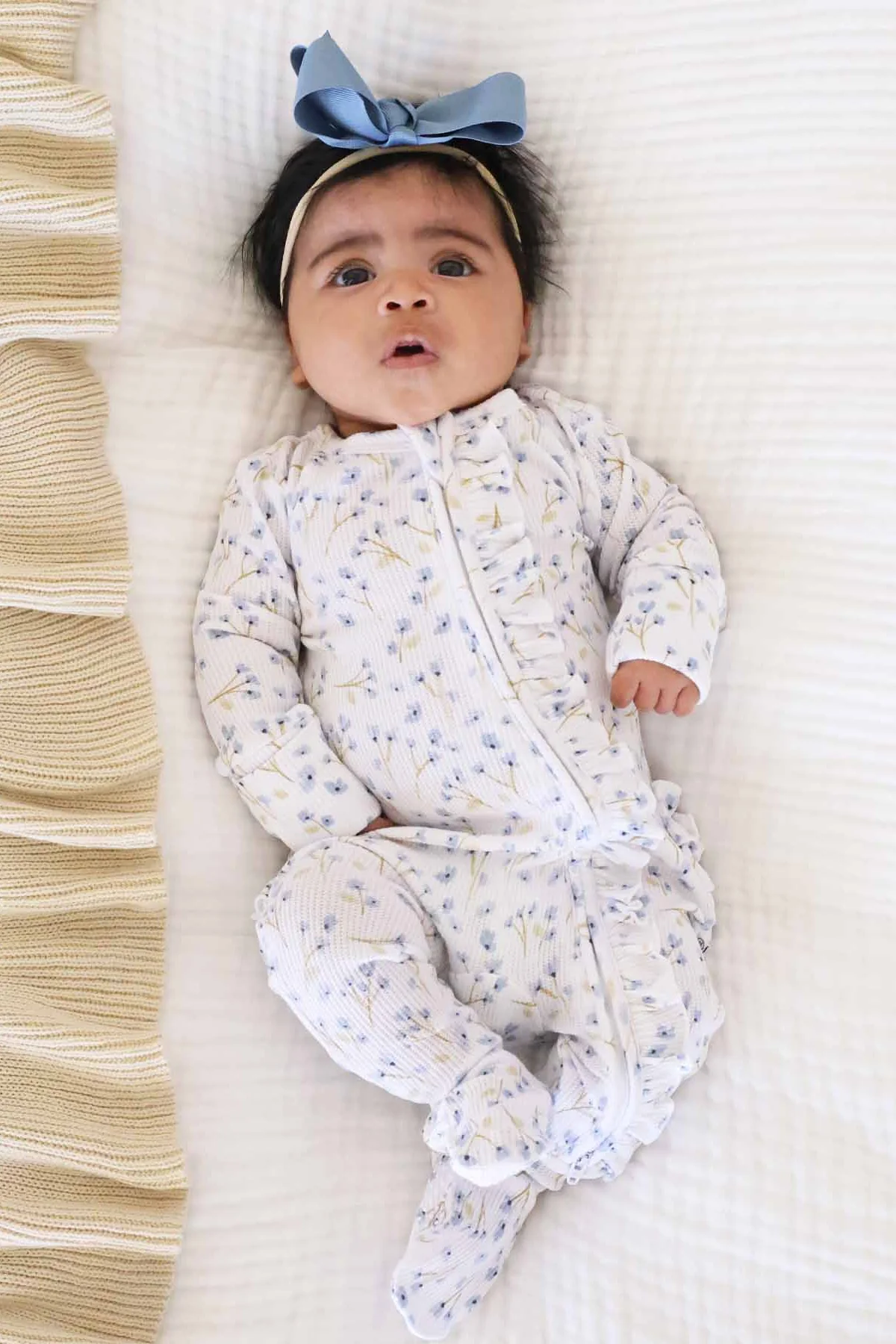 Blake's Blooms Bamboo Waffle Ruffle Zipper Footie - Image 9