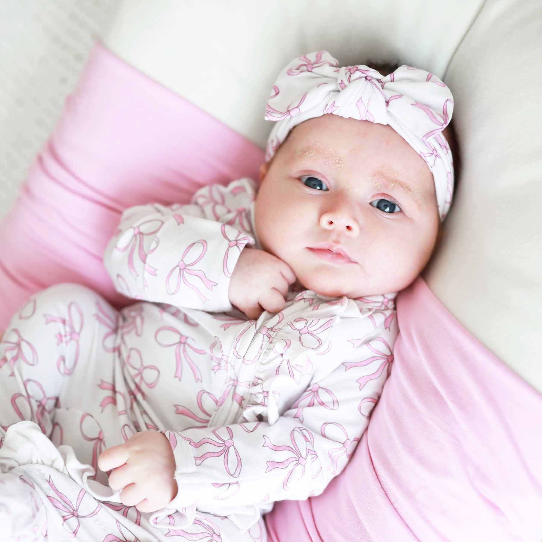 Blushing Bows Ruffle Zipper Footie - Image 9