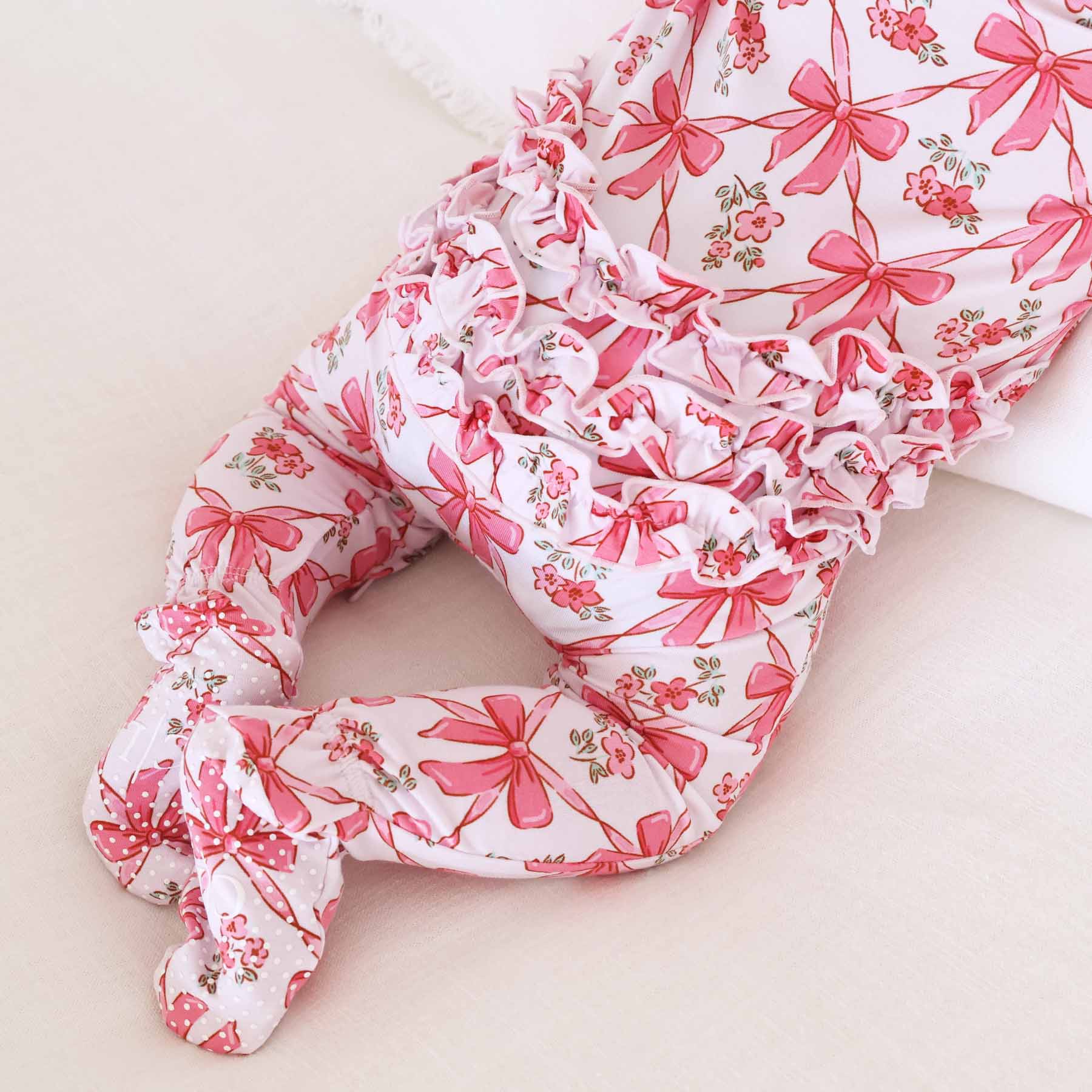 Bow Besties Ruffle Zipper Footie - Image 3