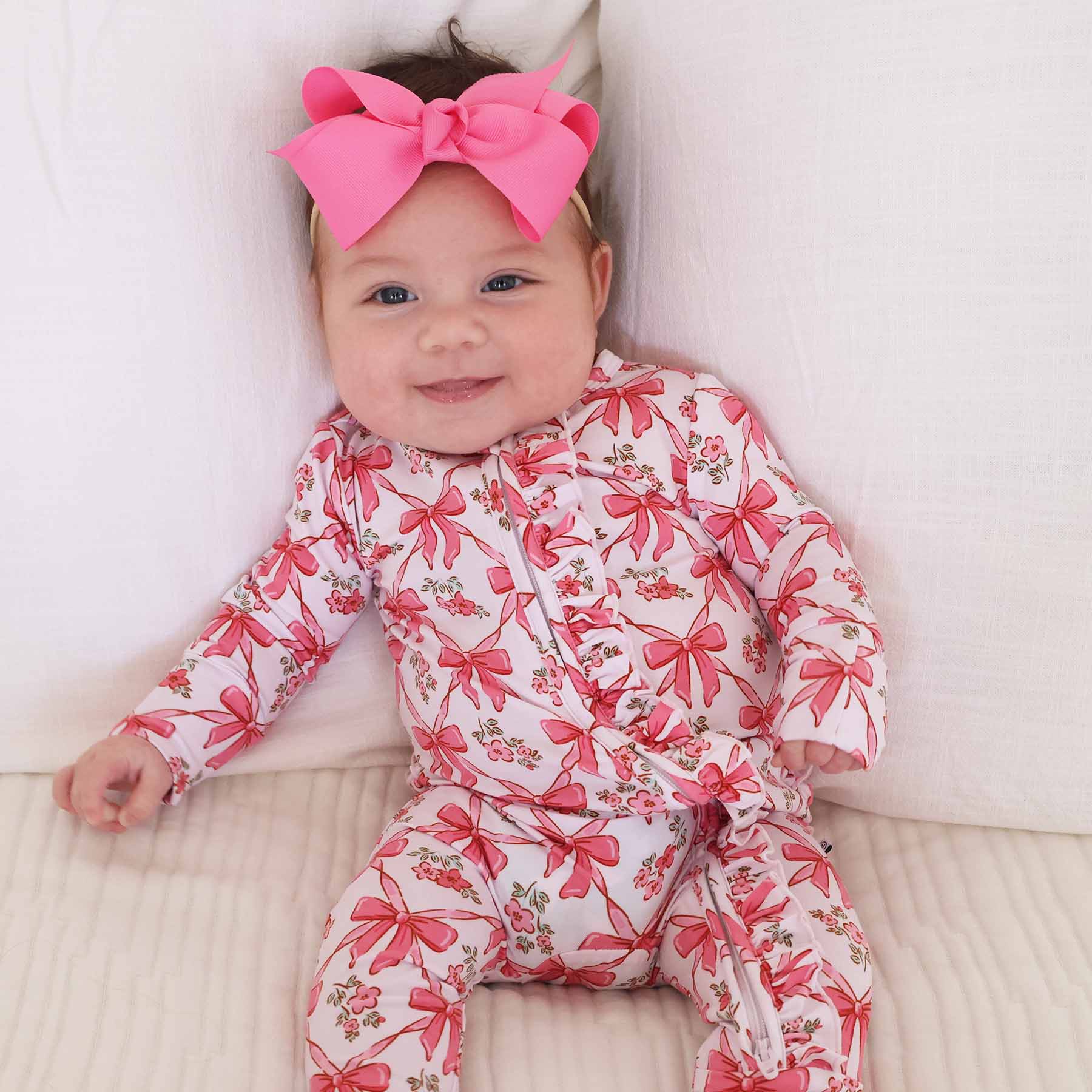 Bow Besties Ruffle Zipper Footie - Image 8