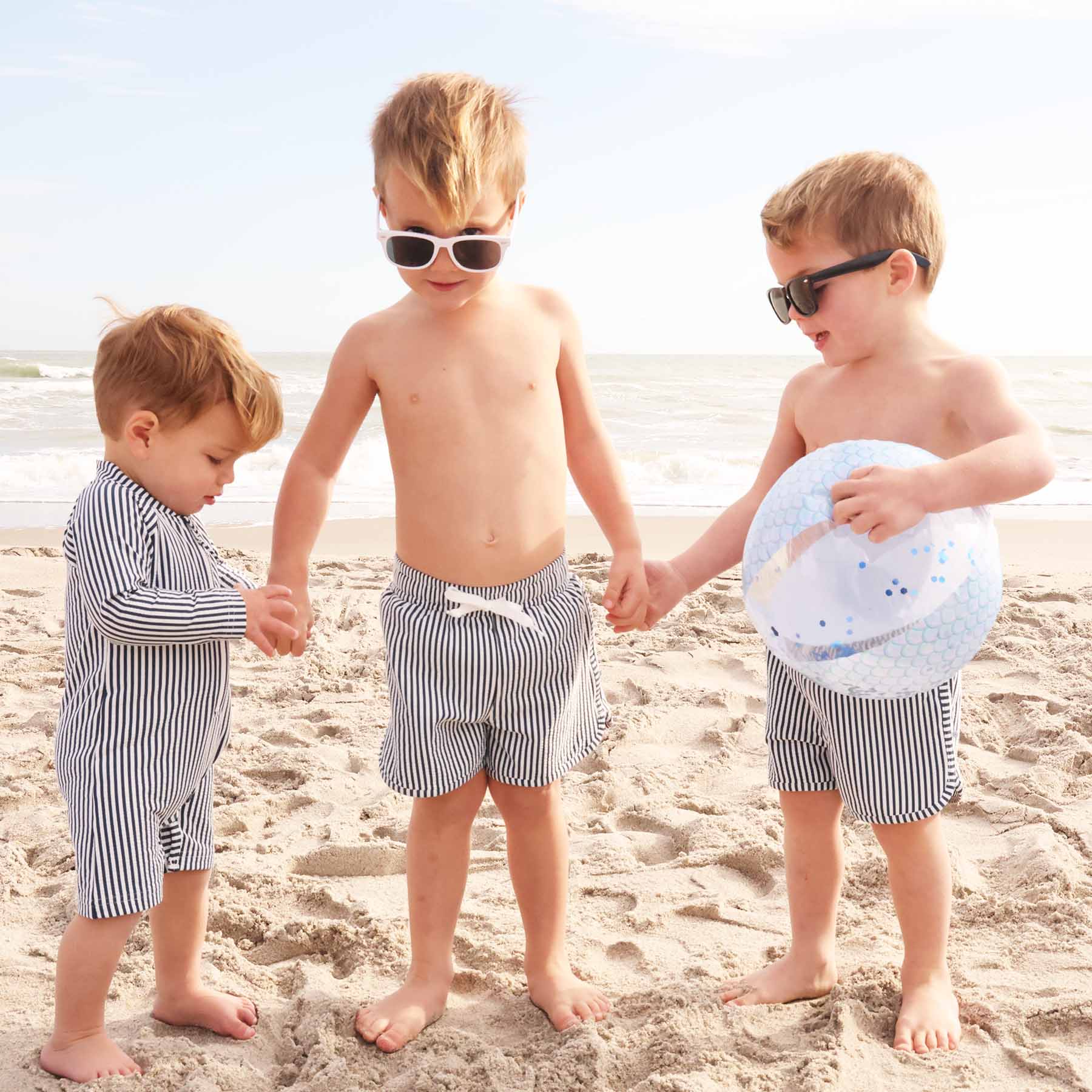 Boy's Swim Trunks | Seersucker Navy - Image 11