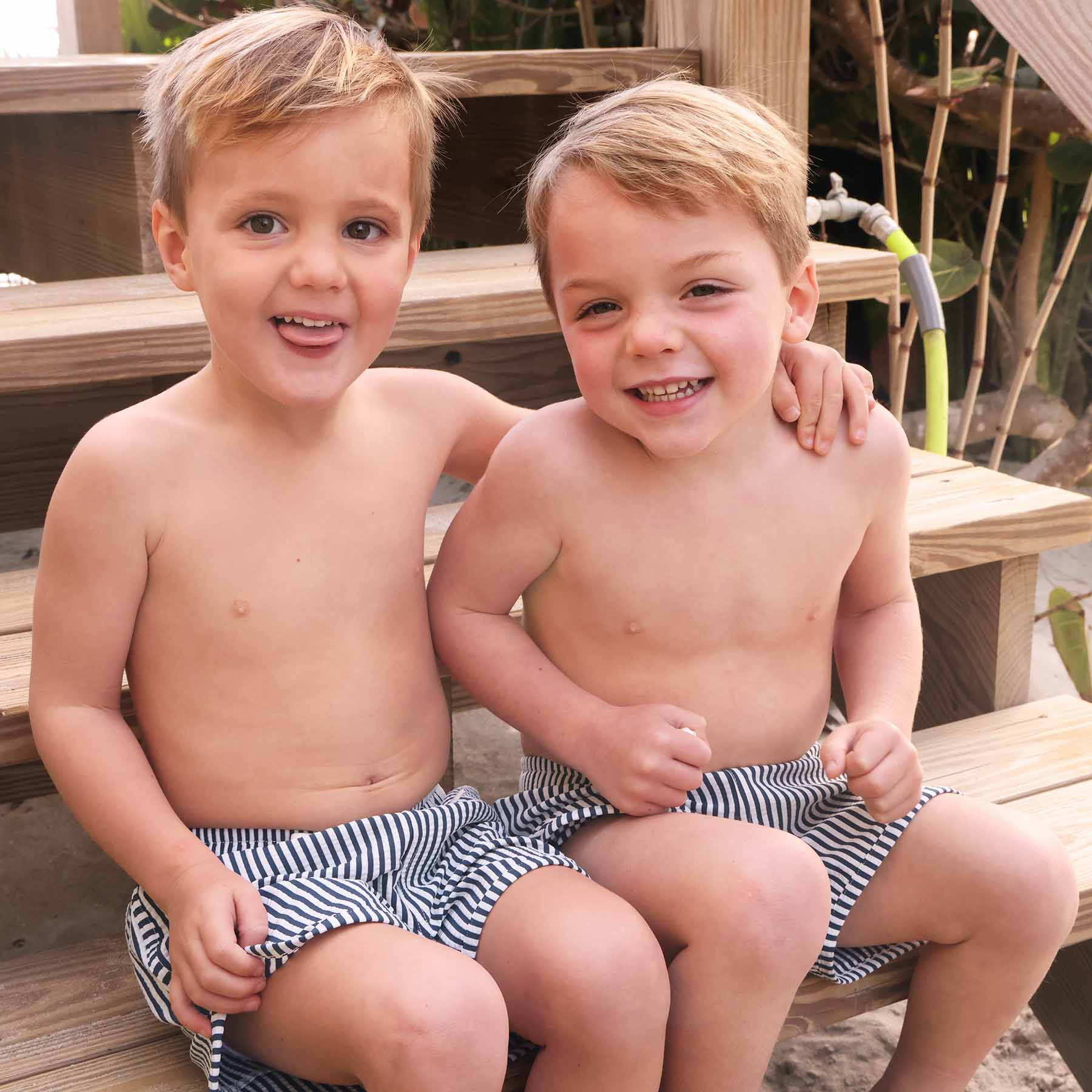 Boy's Swim Trunks | Seersucker Navy - Image 6