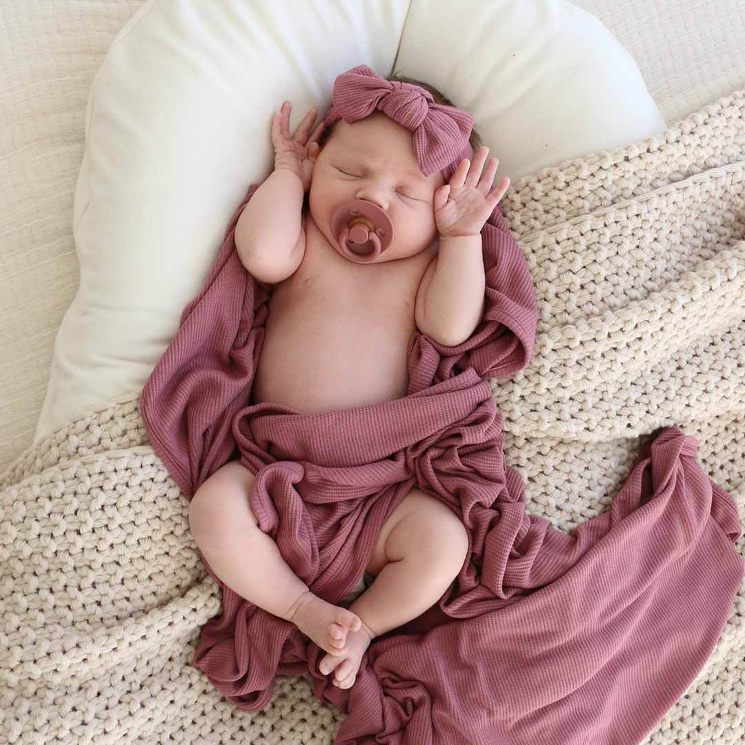 Boysenberry Bamboo Waffle Oversized Swaddle Blanket - Image 3