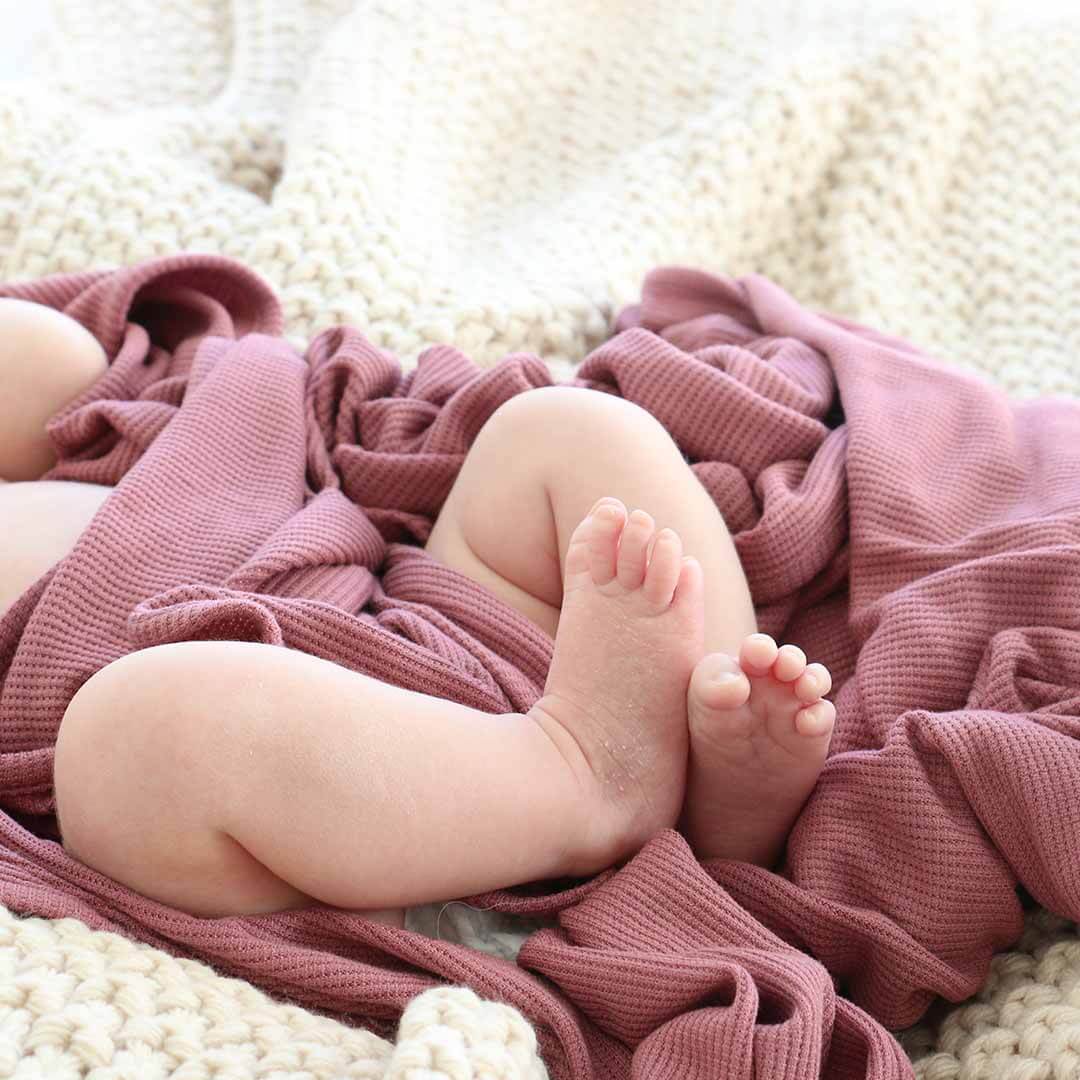 Boysenberry Bamboo Waffle Oversized Swaddle Blanket - Image 4