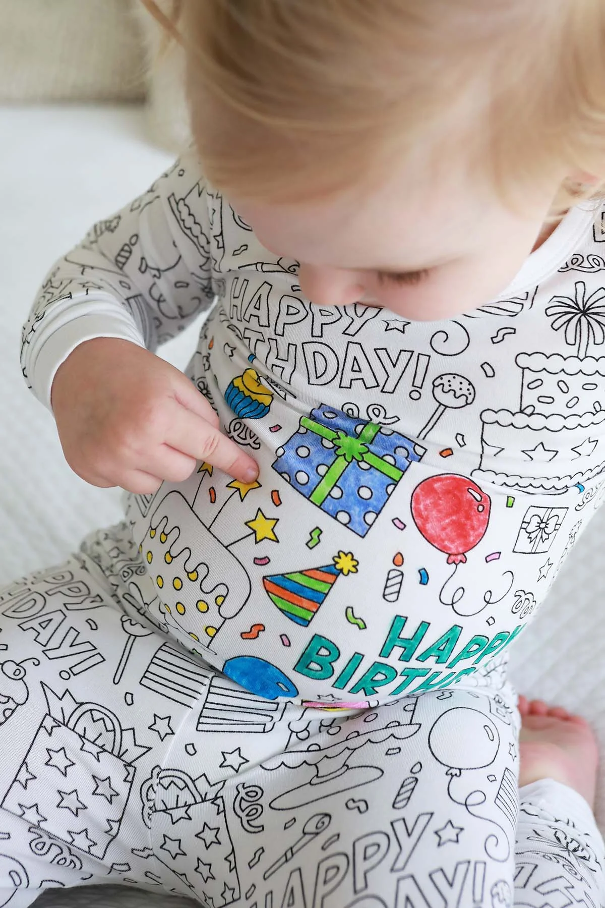 Colorable Two Piece Pajama Set | Birthday Celebration - Image 4