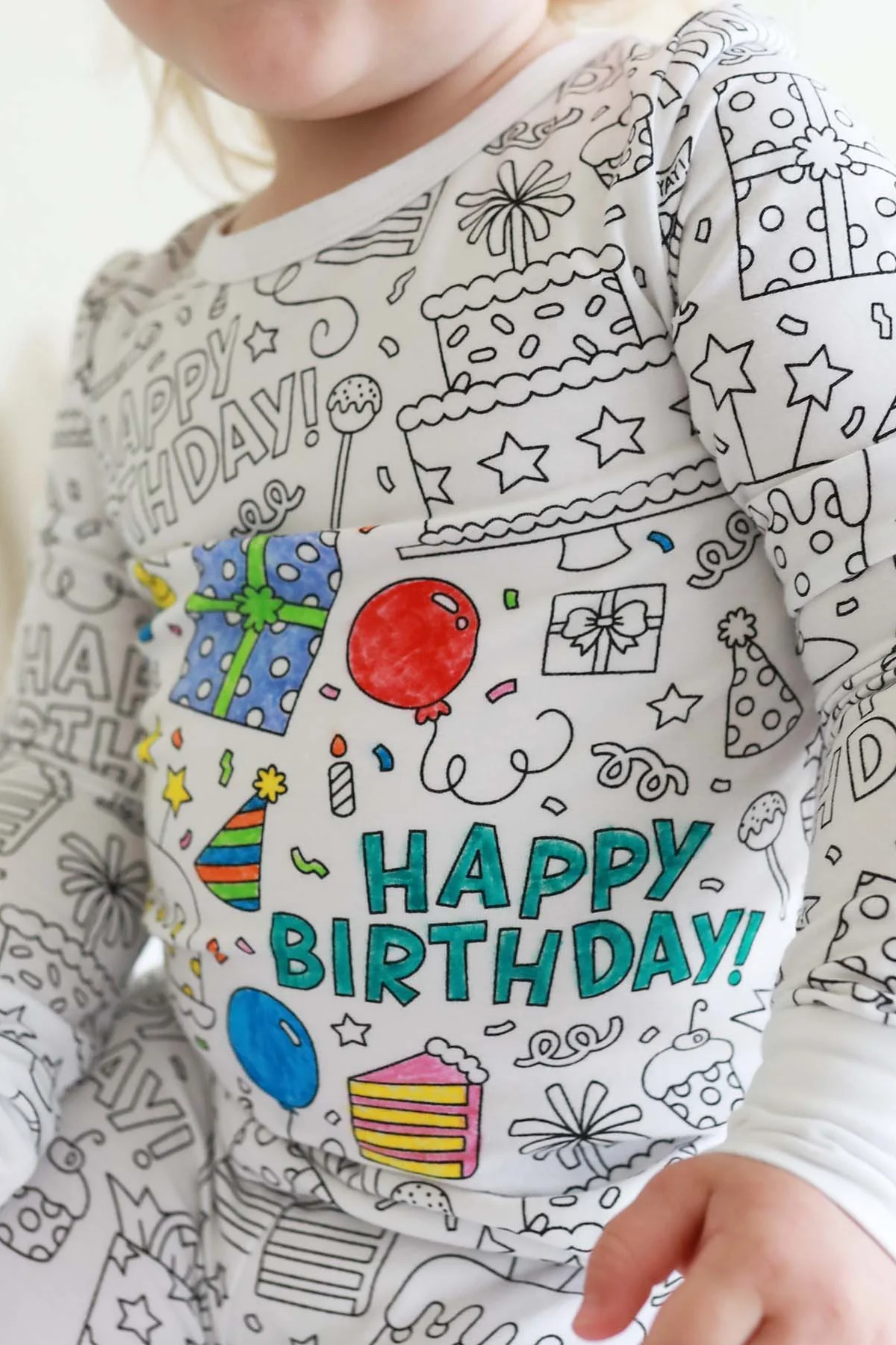 Colorable Two Piece Pajama Set | Birthday Celebration - Image 7