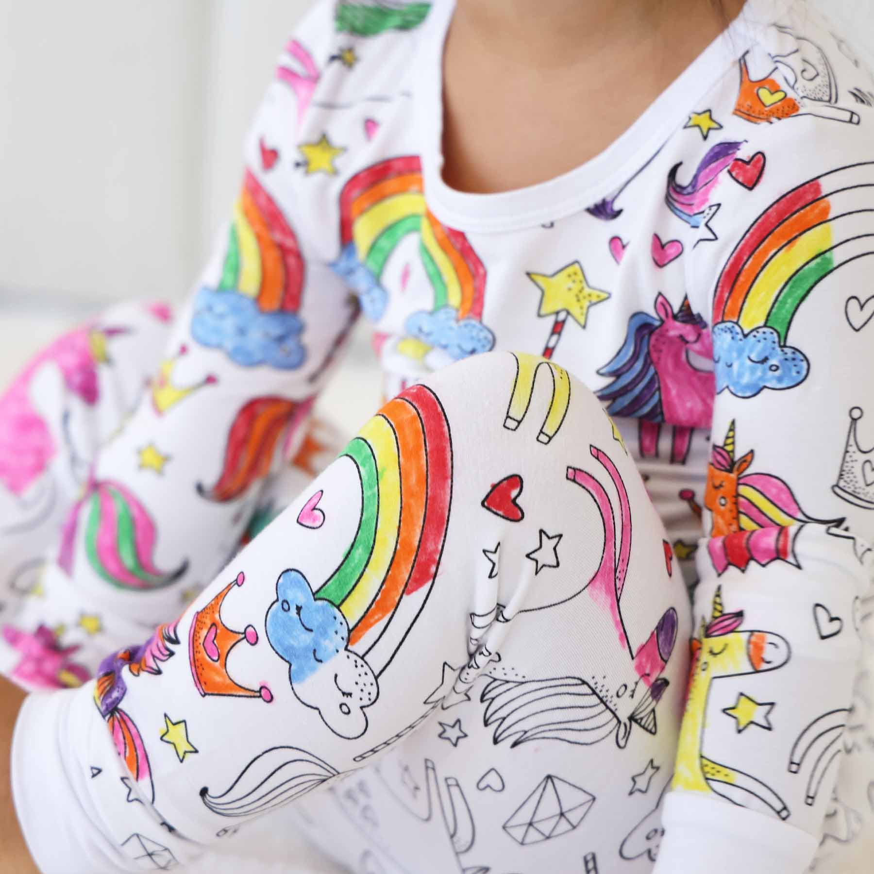Colorable Two Piece Pajama Set | Enchanted Unicorns - Image 6