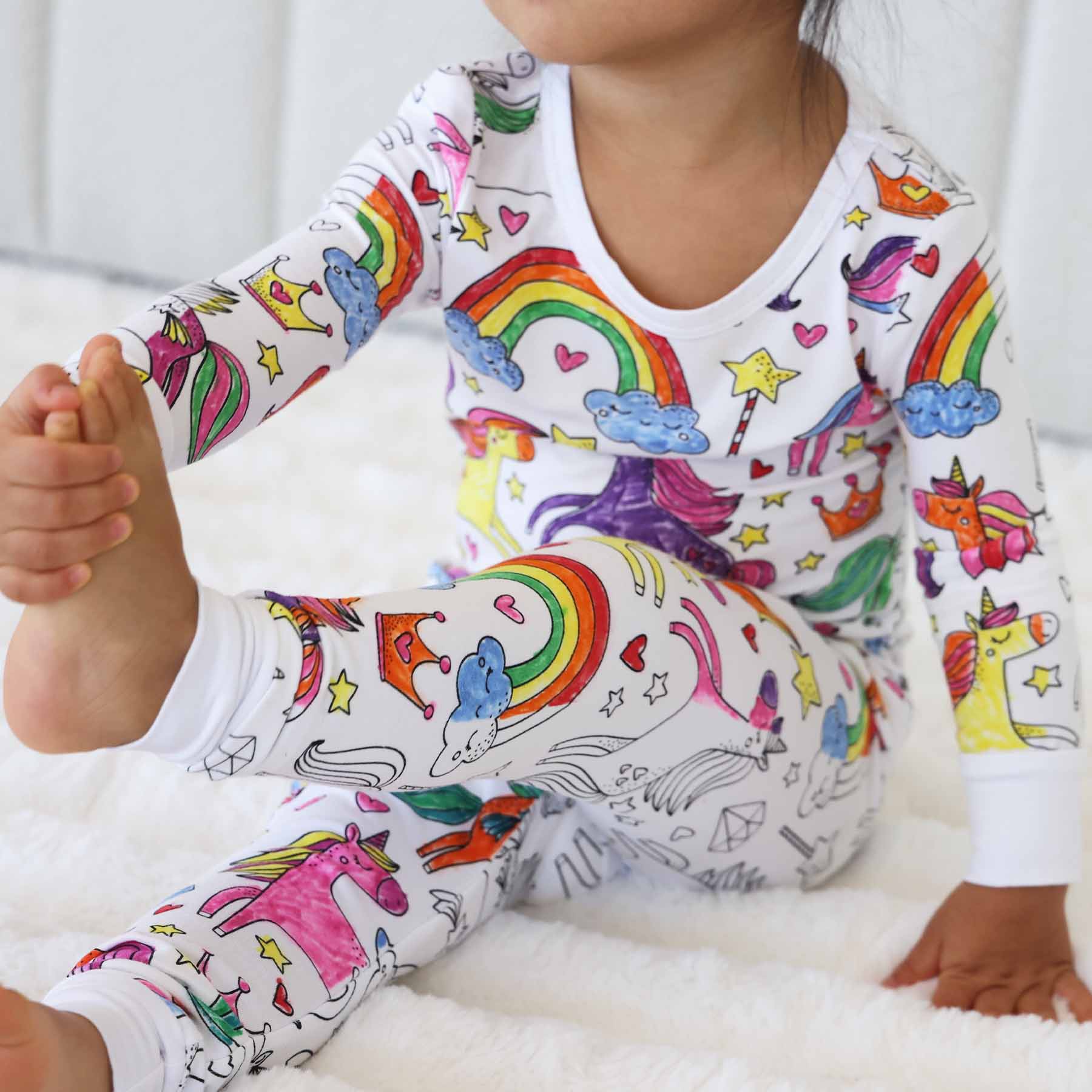 Colorable Two Piece Pajama Set | Enchanted Unicorns - Image 8