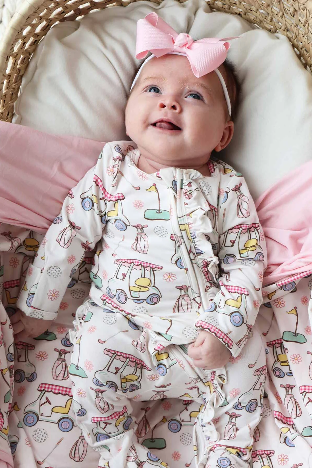 Country Club Cuties Ruffle Zipper Footie | Pink - Image 10