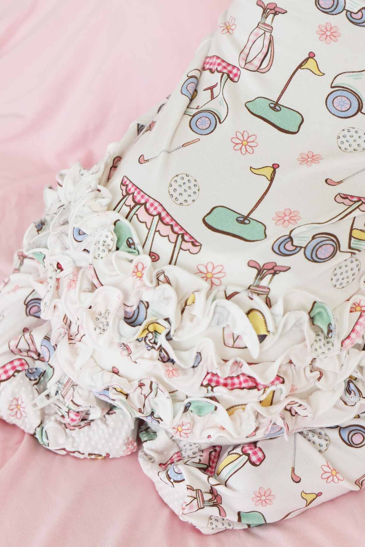 Country Club Cuties Ruffle Zipper Footie | Pink - Image 3