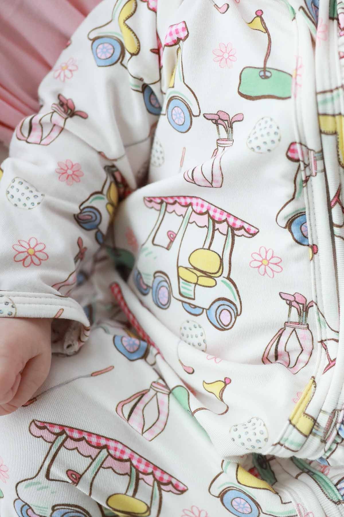 Country Club Cuties Ruffle Zipper Footie | Pink - Image 4