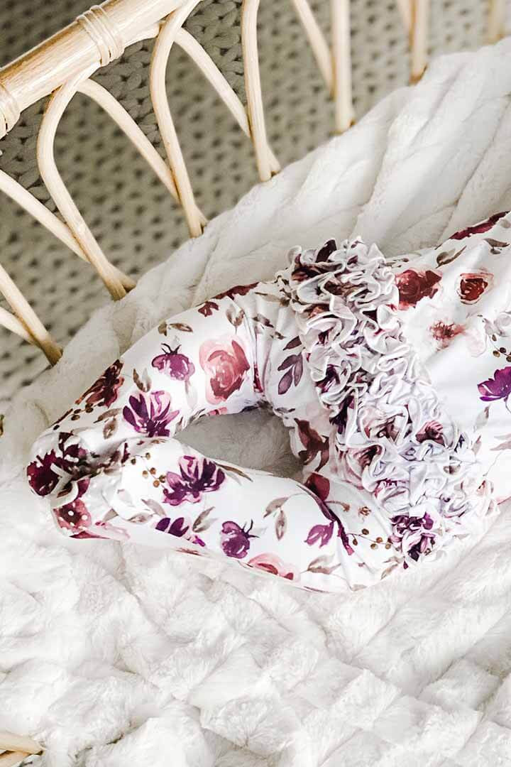 Demi's Dusty Purple Floral Ruffle Zipper Footie - Image 3