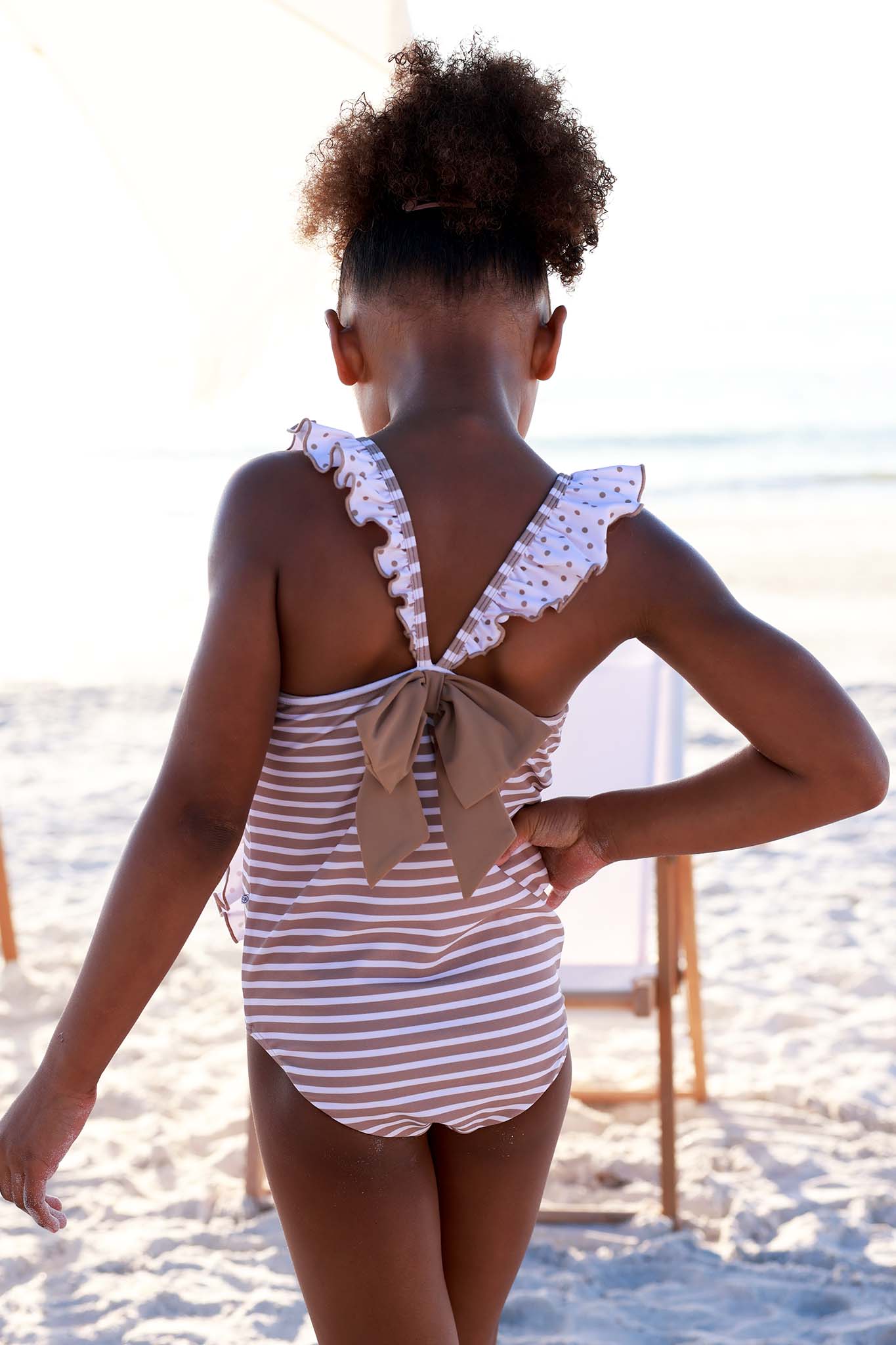 Double Ruffle Bow Back One Piece | Sandy Stripes - Image 20