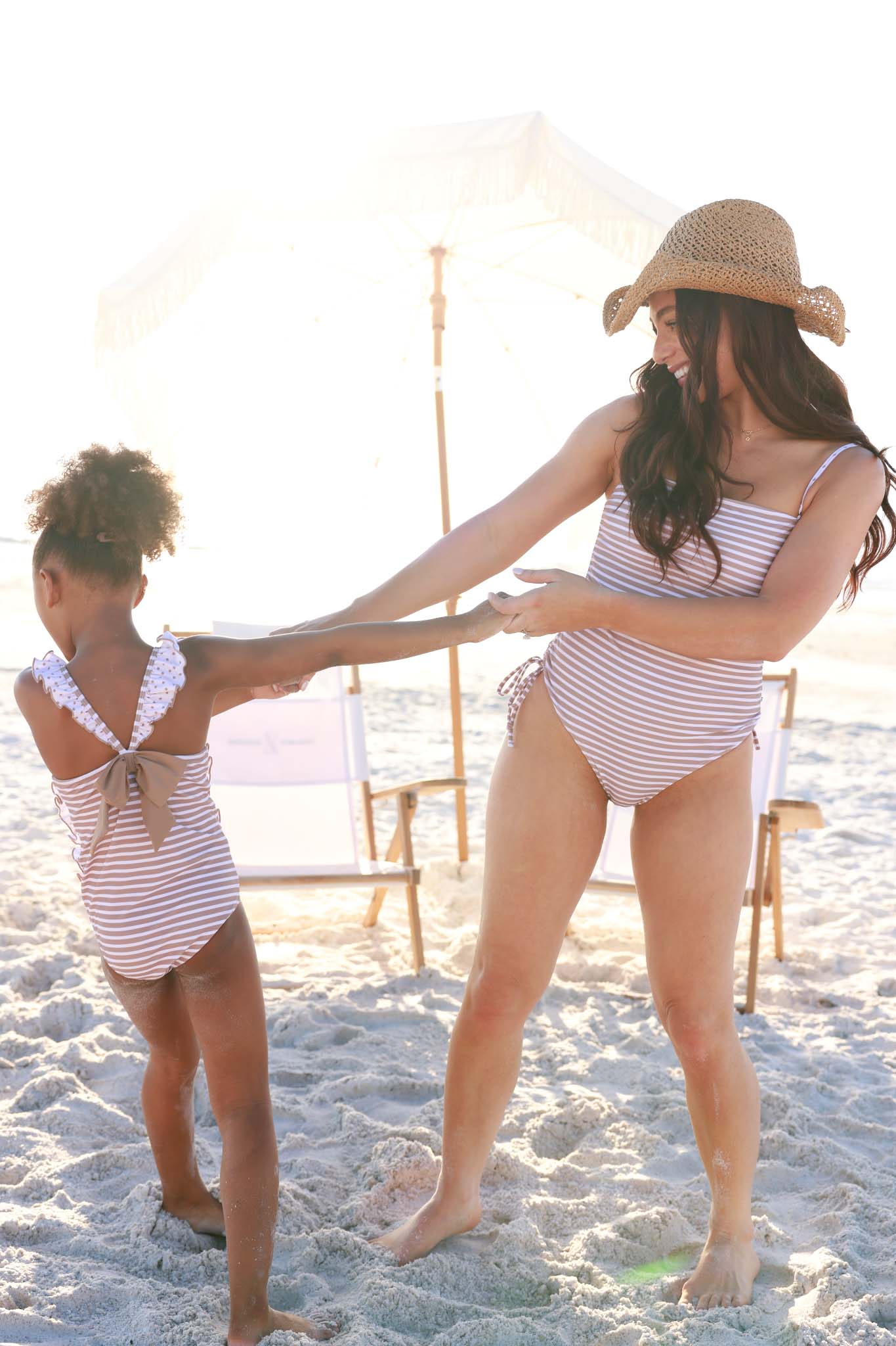 Double Ruffle Bow Back One Piece | Sandy Stripes - Image 5