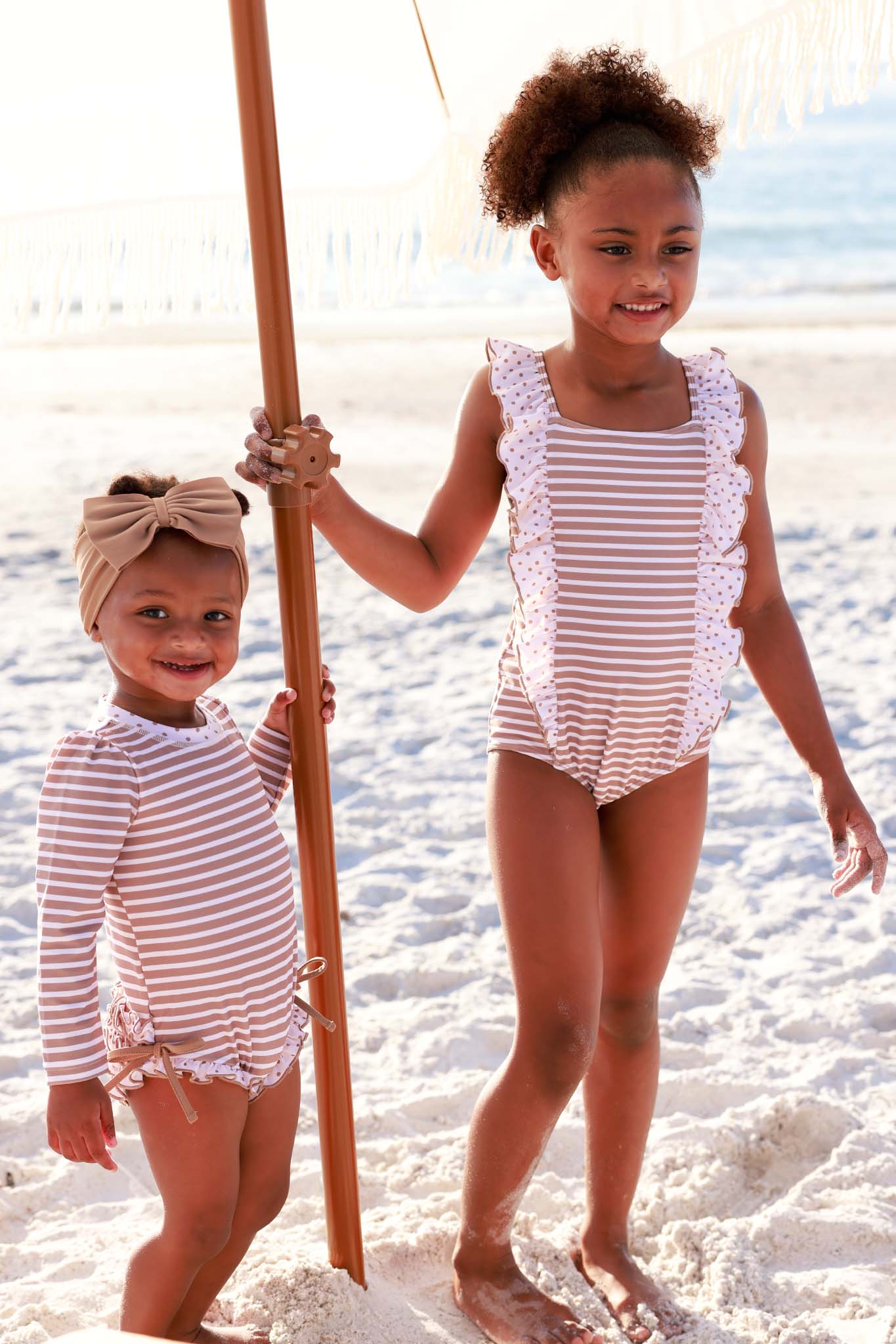 Double Ruffle Bow Back One Piece | Sandy Stripes - Image 6