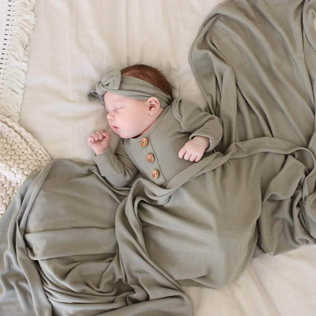 Eucalyptus Bamboo Waffle Oversized Swaddle Blanket - Image 3