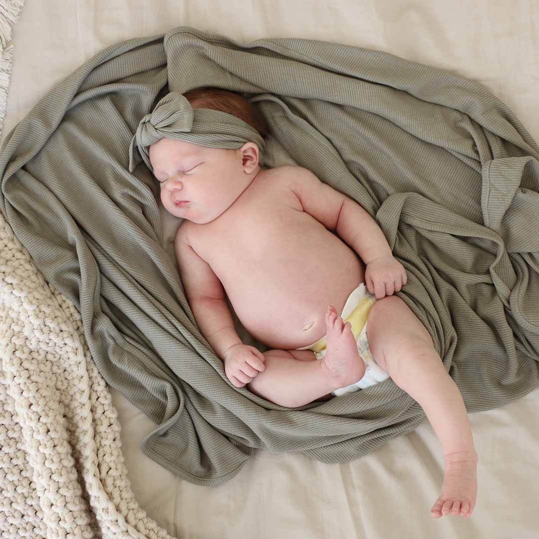 Eucalyptus Bamboo Waffle Oversized Swaddle Blanket - Image 4