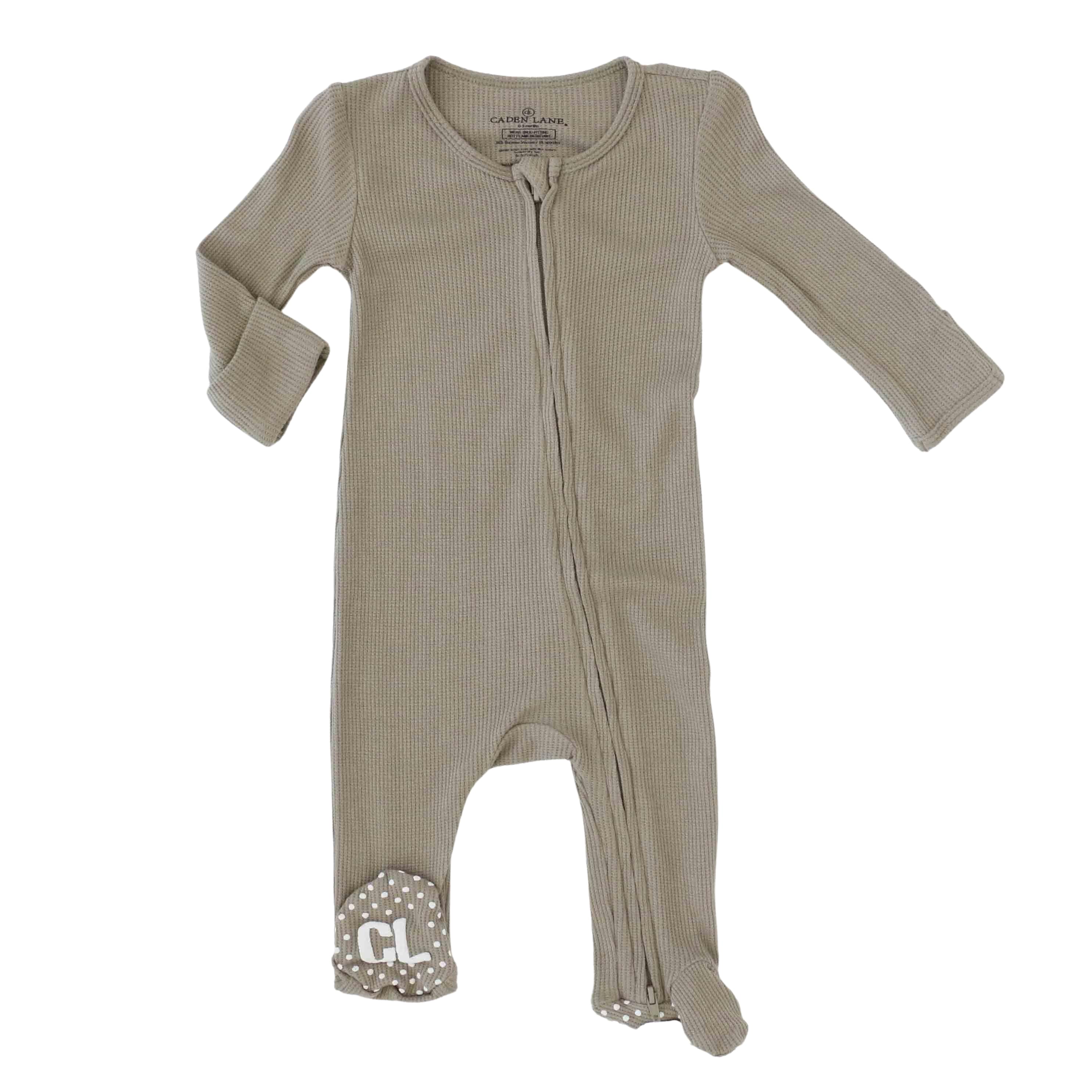 Eucalyptus Bamboo Waffle Zipper Footie - Image 3