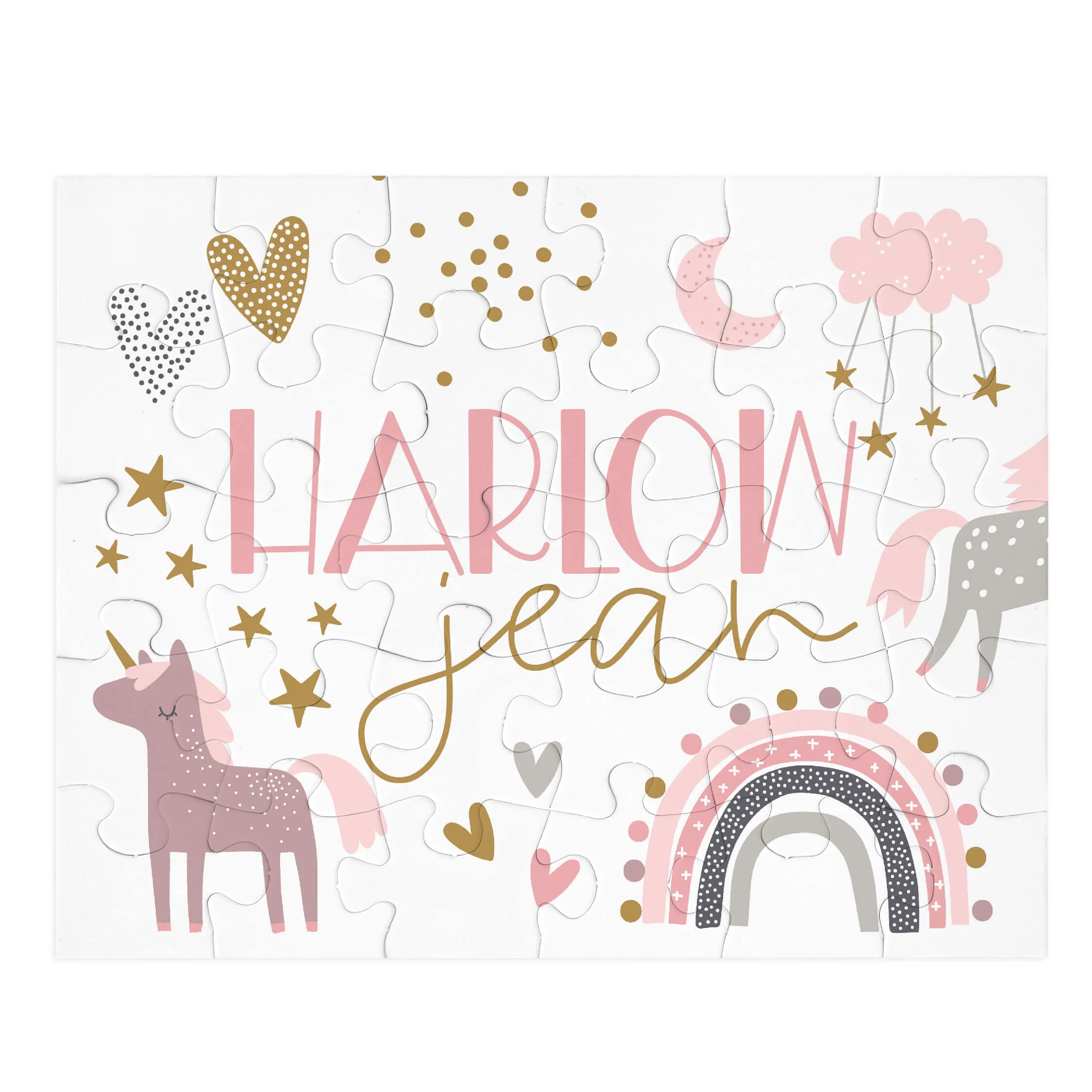 Kids Personalized 30 Piece Puzzle | Unicorn & Rainbow Party - Image 3