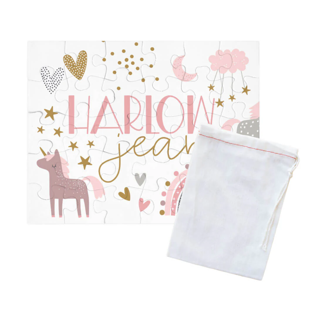 Kids Personalized 30 Piece Puzzle | Unicorn & Rainbow Party - Image 4