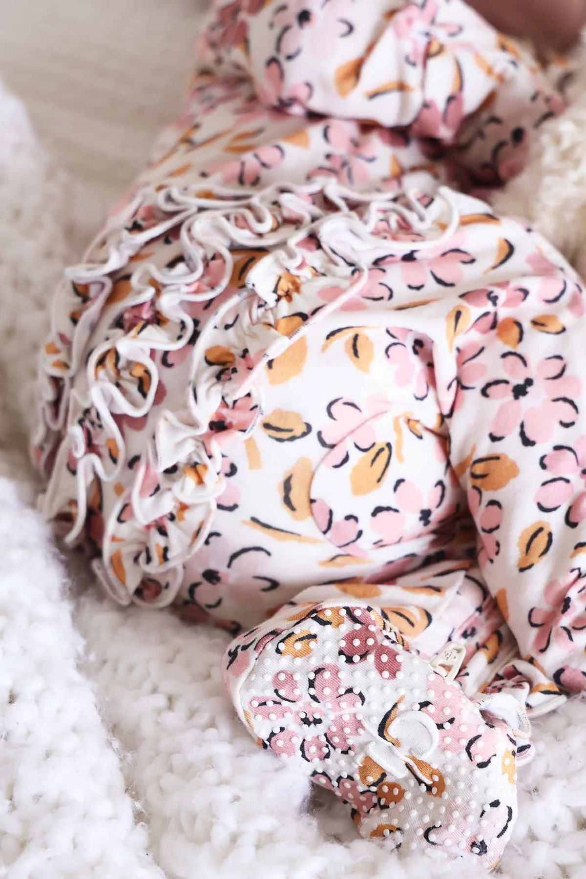 Mauvelous Meadow Ruffle Zipper Footie - Image 6