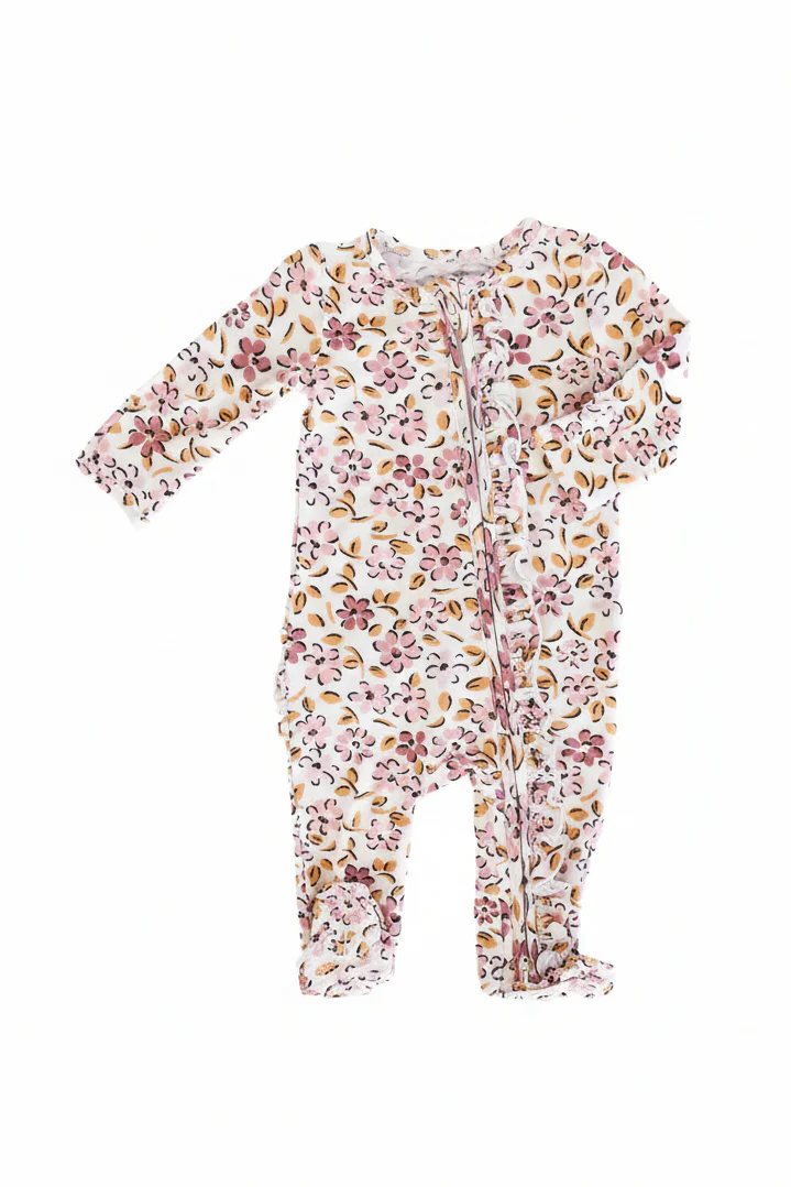 Mauvelous Meadow Ruffle Zipper Footie - Image 7