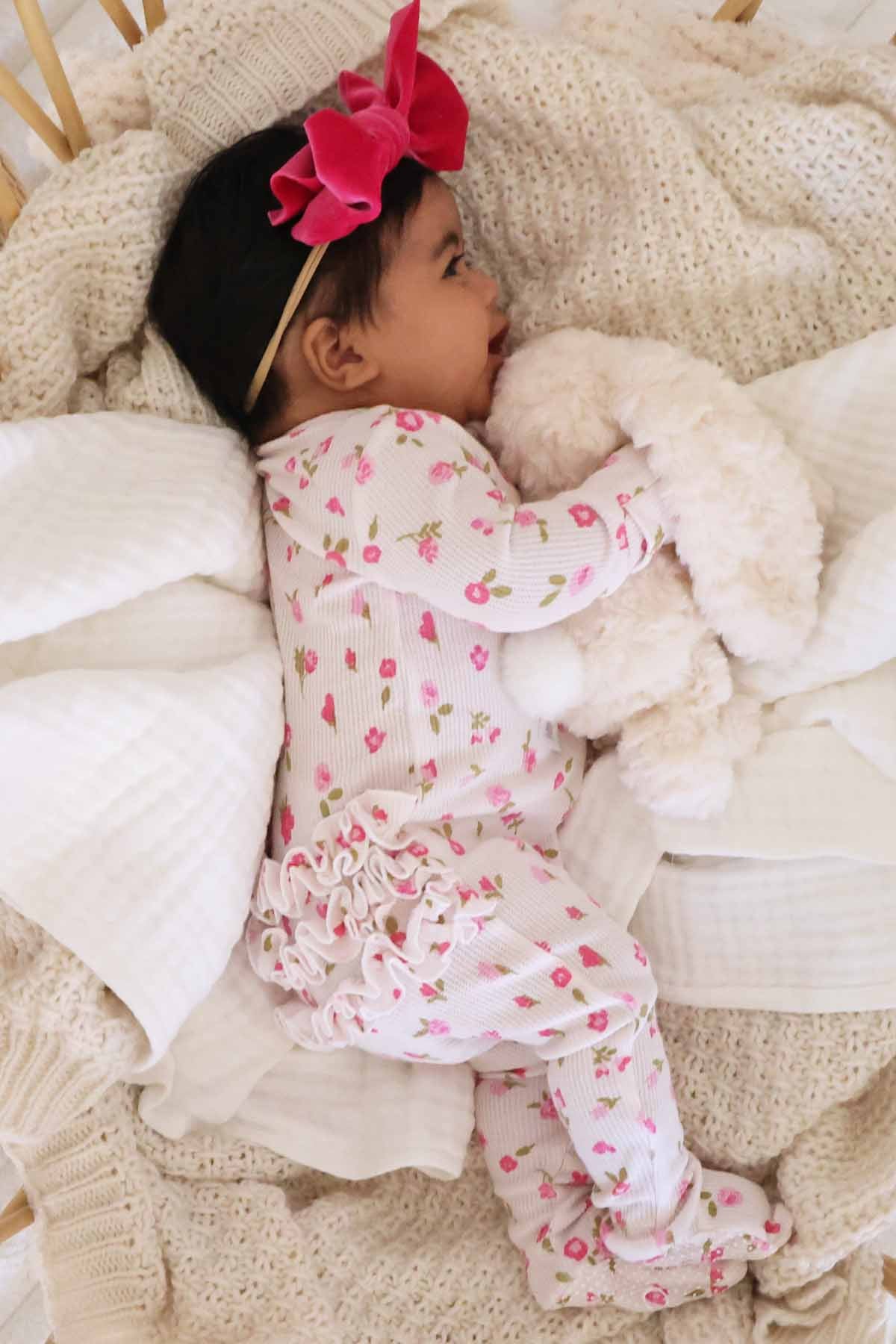 Penny's Posies Bamboo Waffle Ruffle Zipper Footie - Image 3