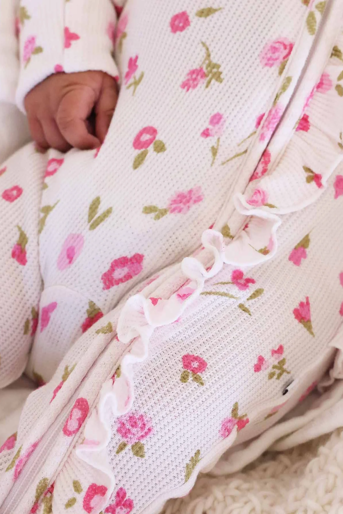 Penny's Posies Bamboo Waffle Ruffle Zipper Footie - Image 5