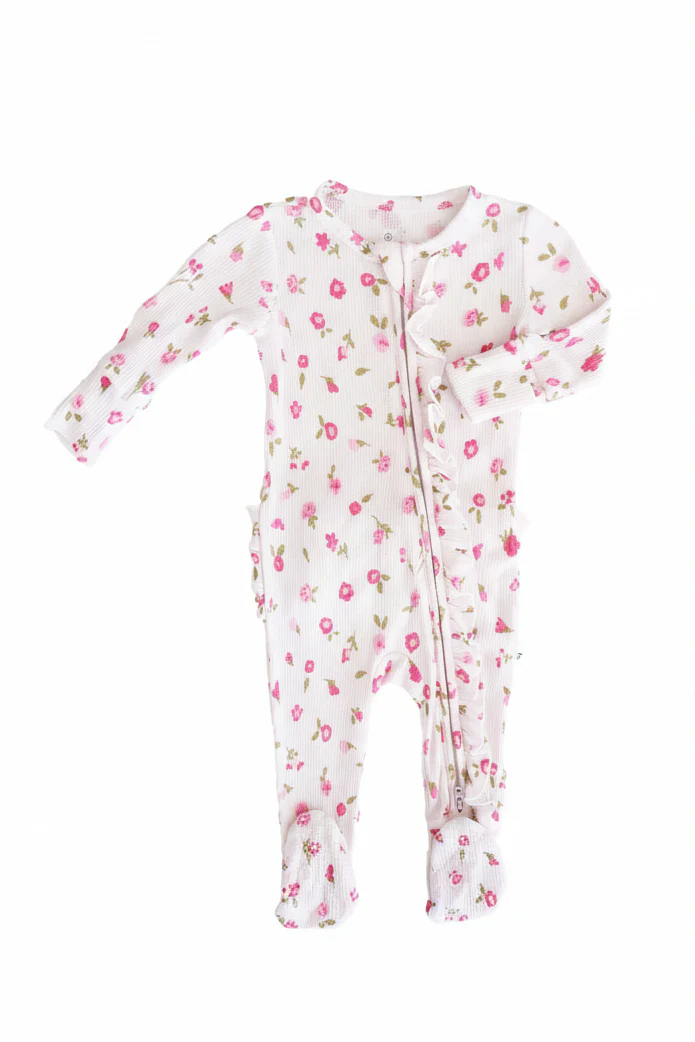 Penny's Posies Bamboo Waffle Ruffle Zipper Footie - Image 8
