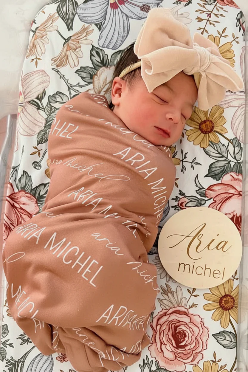 Personalized Baby Name Swaddle Blanket - Image 57