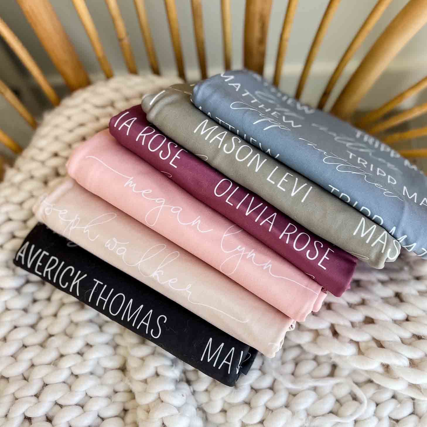 Personalized Baby Name Swaddle Blanket | Waffle Color Palette - Image 3
