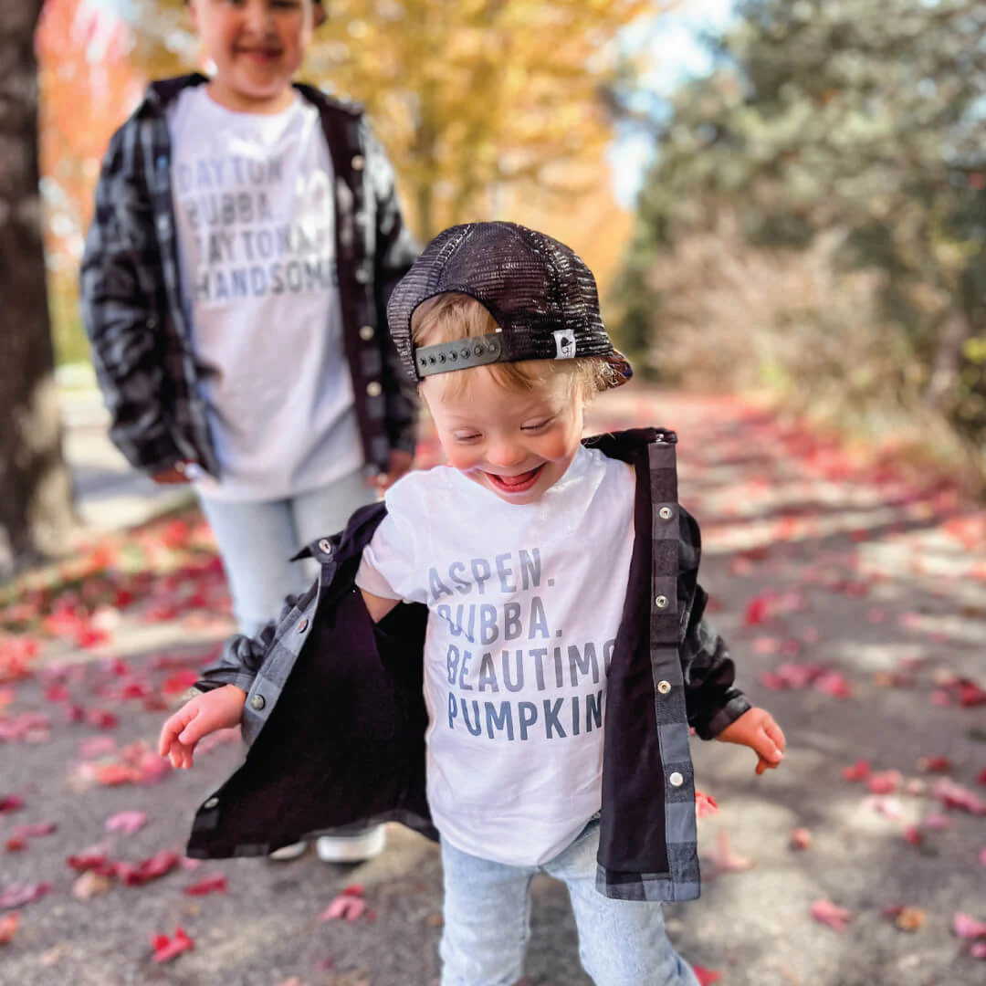 Personalized Blue Nickname Color Block Kids Graphic Tee | White - Image 6