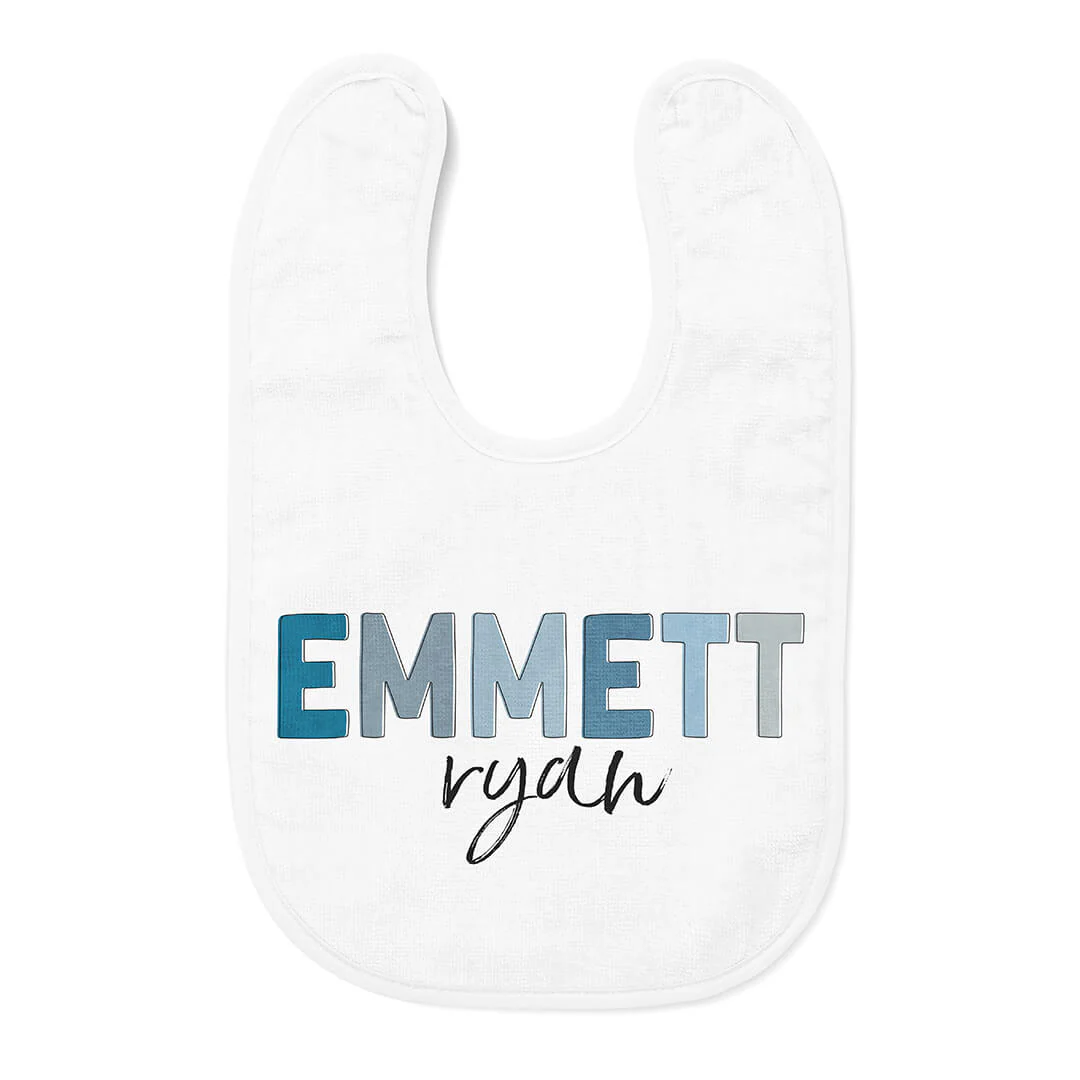 Personalized Color Block Baby Name Bib | Baby Blues - Image 3