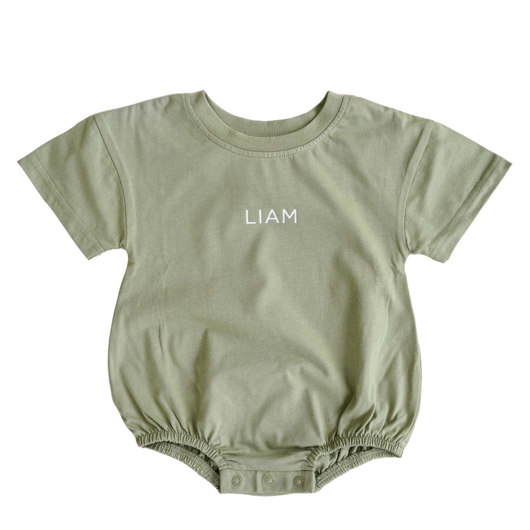 Personalized Short Sleeve Bubble Romper | Earthy Neutrals - Image 3