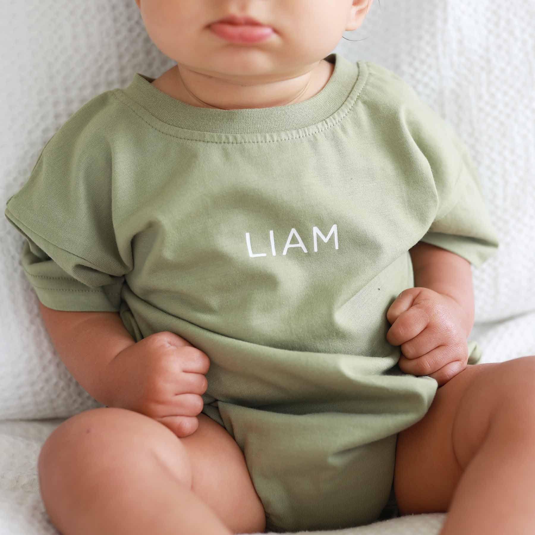 Personalized Short Sleeve Bubble Romper | Earthy Neutrals - Image 4