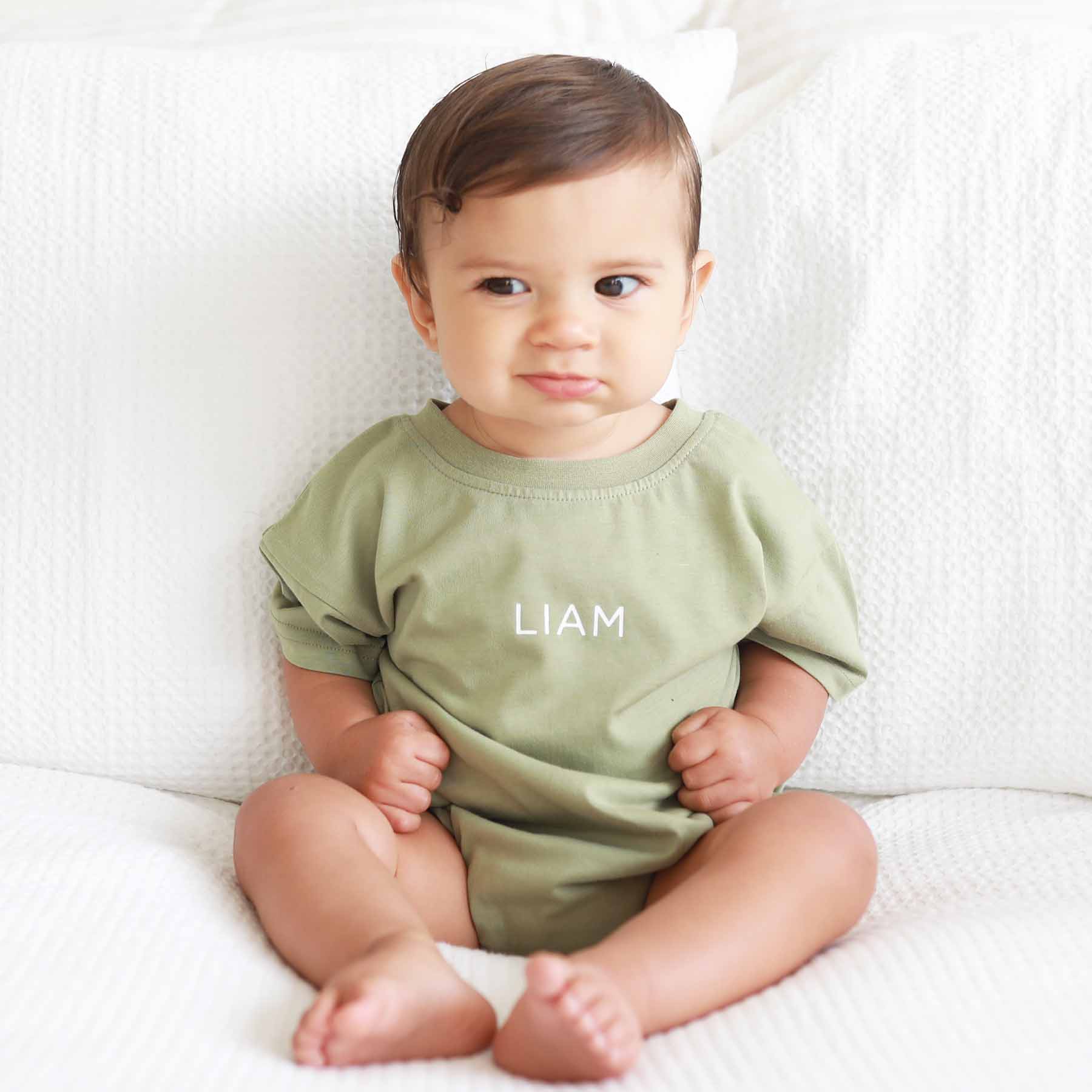 Personalized Short Sleeve Bubble Romper | Earthy Neutrals - Image 5