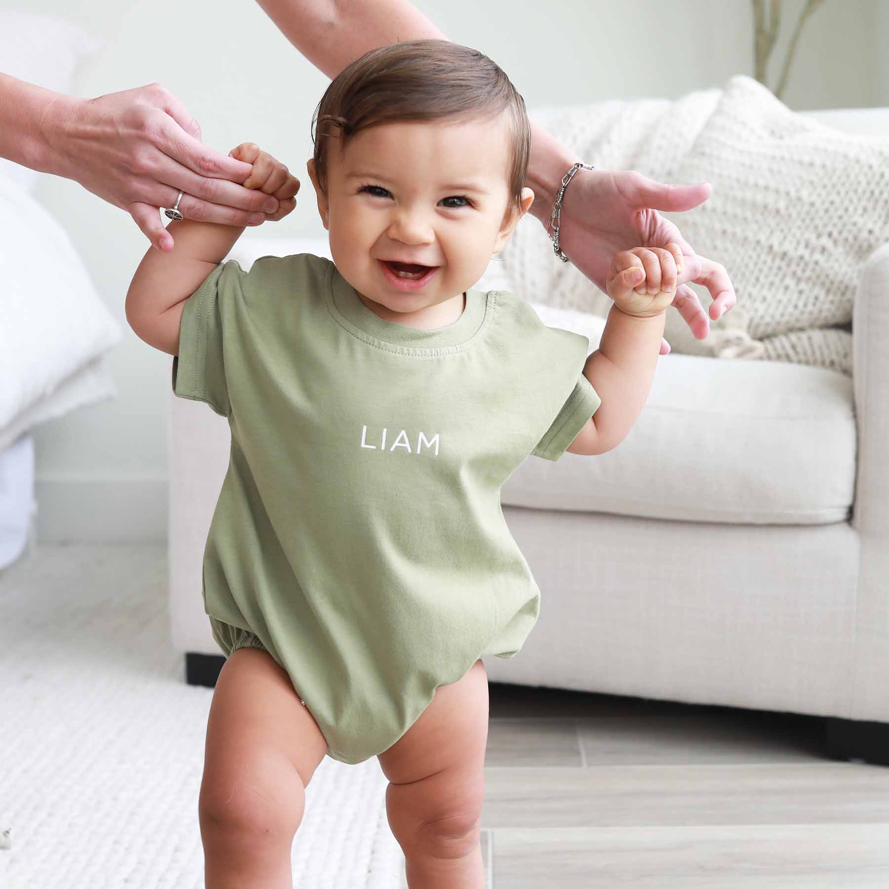 Personalized Short Sleeve Bubble Romper | Earthy Neutrals - Image 6