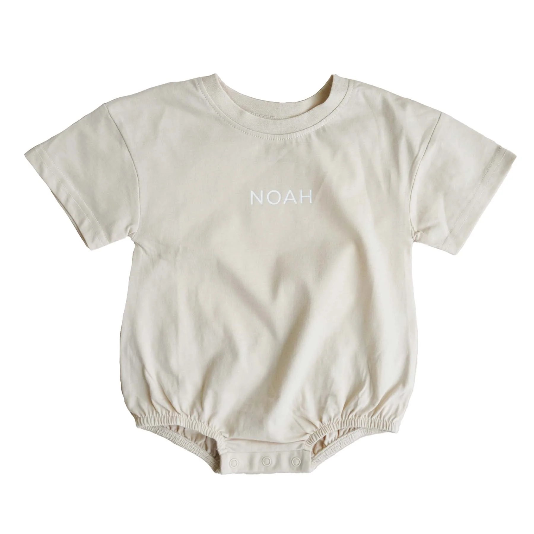 Personalized Short Sleeve Bubble Romper | Earthy Neutrals - Image 7