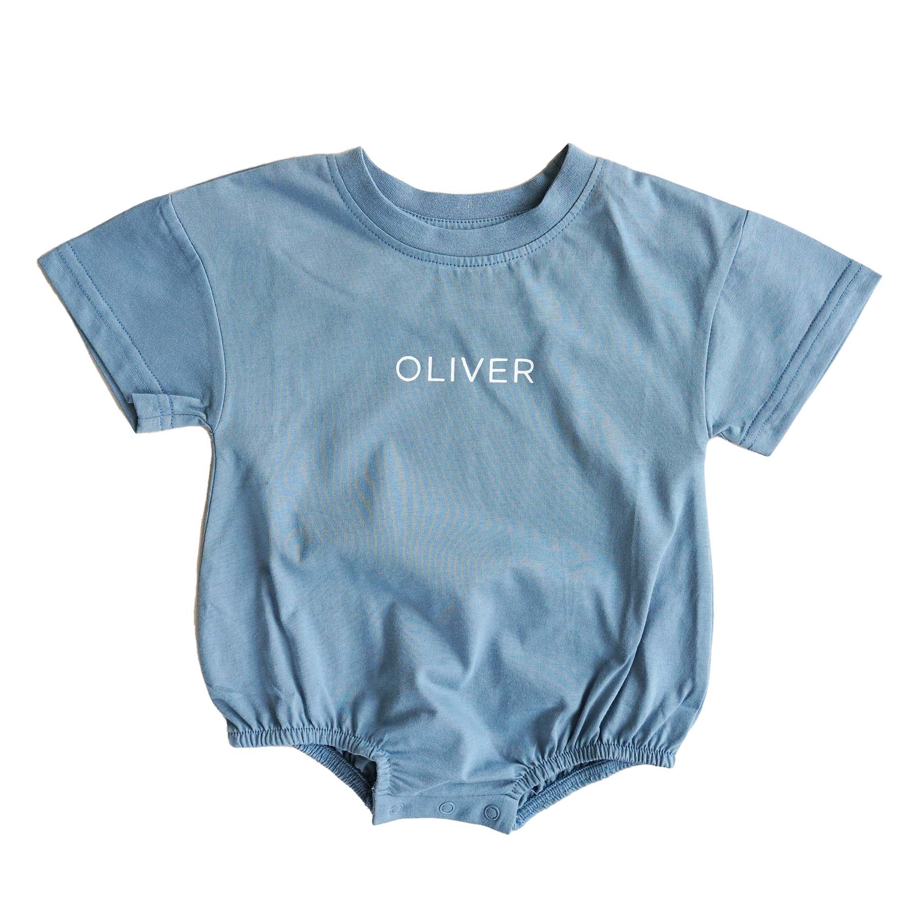 Personalized Short Sleeve Bubble Romper | Earthy Neutrals - Image 8