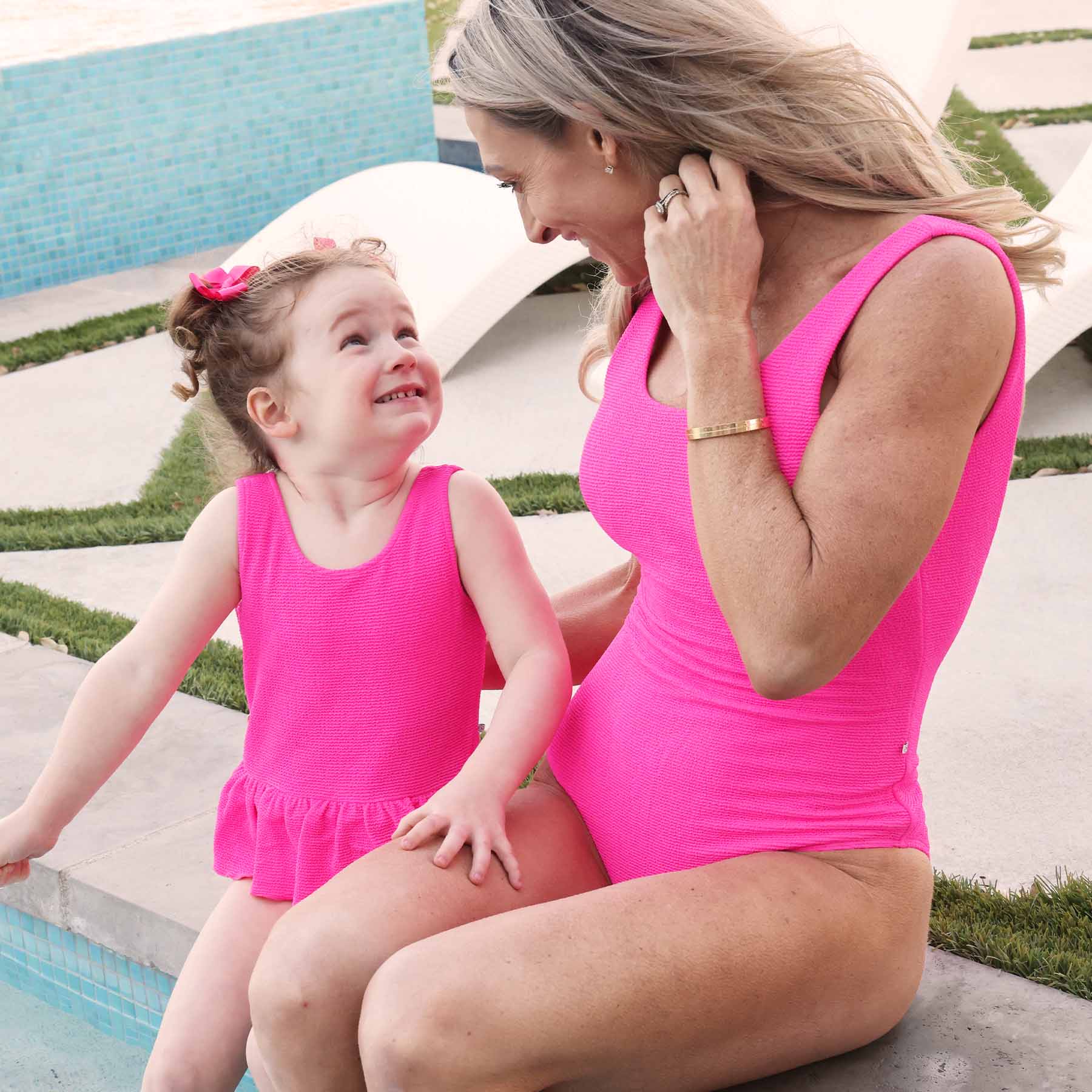 Crinkle One-Piece with Skirt | Neon Pink - Image 11