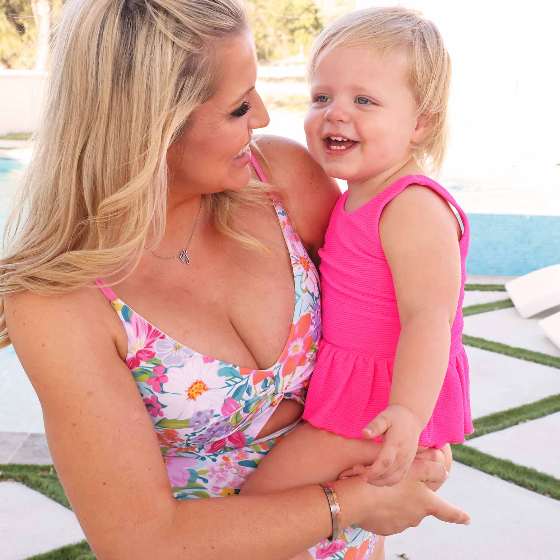 Crinkle One-Piece with Skirt | Neon Pink - Image 5