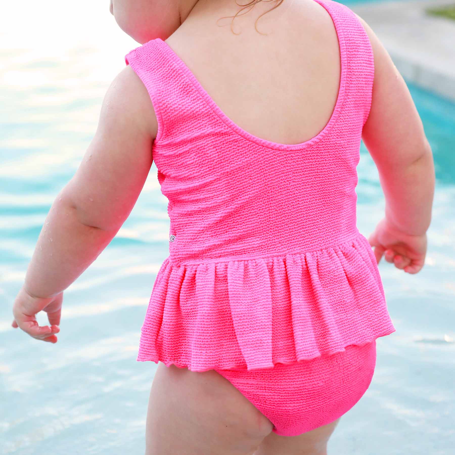 Crinkle One-Piece with Skirt | Neon Pink - Image 6