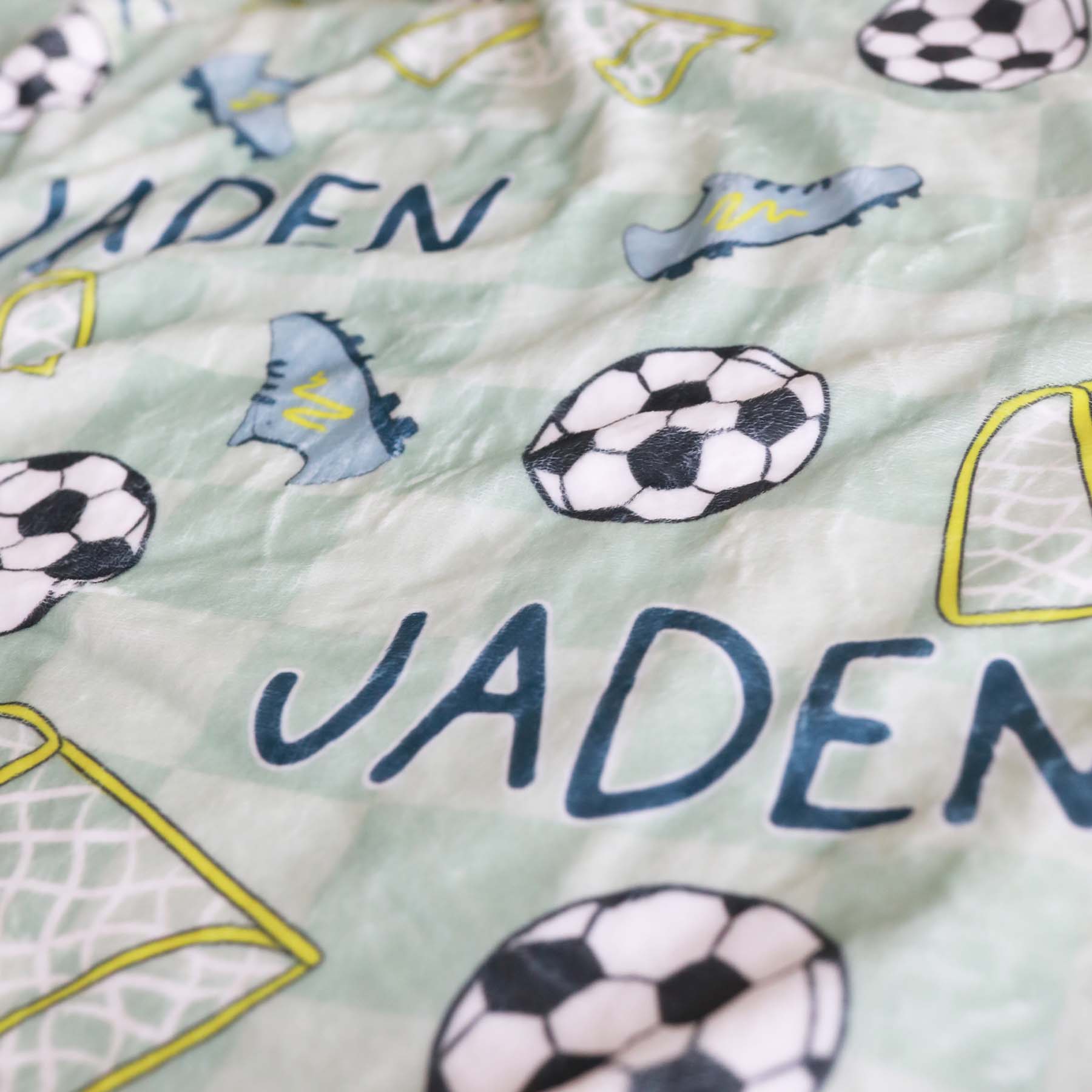 Soccer Star Personalized Kids Blanket | Green - Image 4