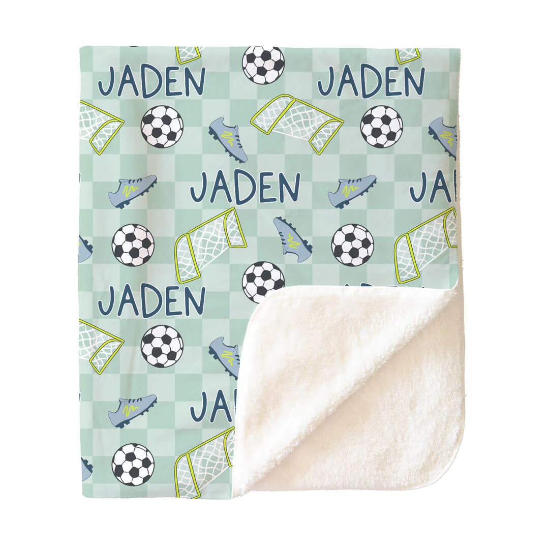 Soccer Star Personalized Kids Blanket | Green - Image 8