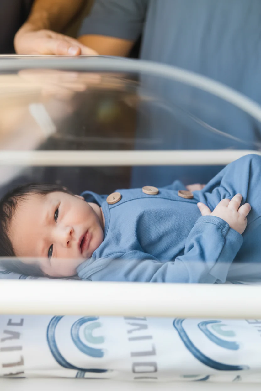 Solid Dusty Blue Bamboo Baby Knot Gown & Hat - Image 5